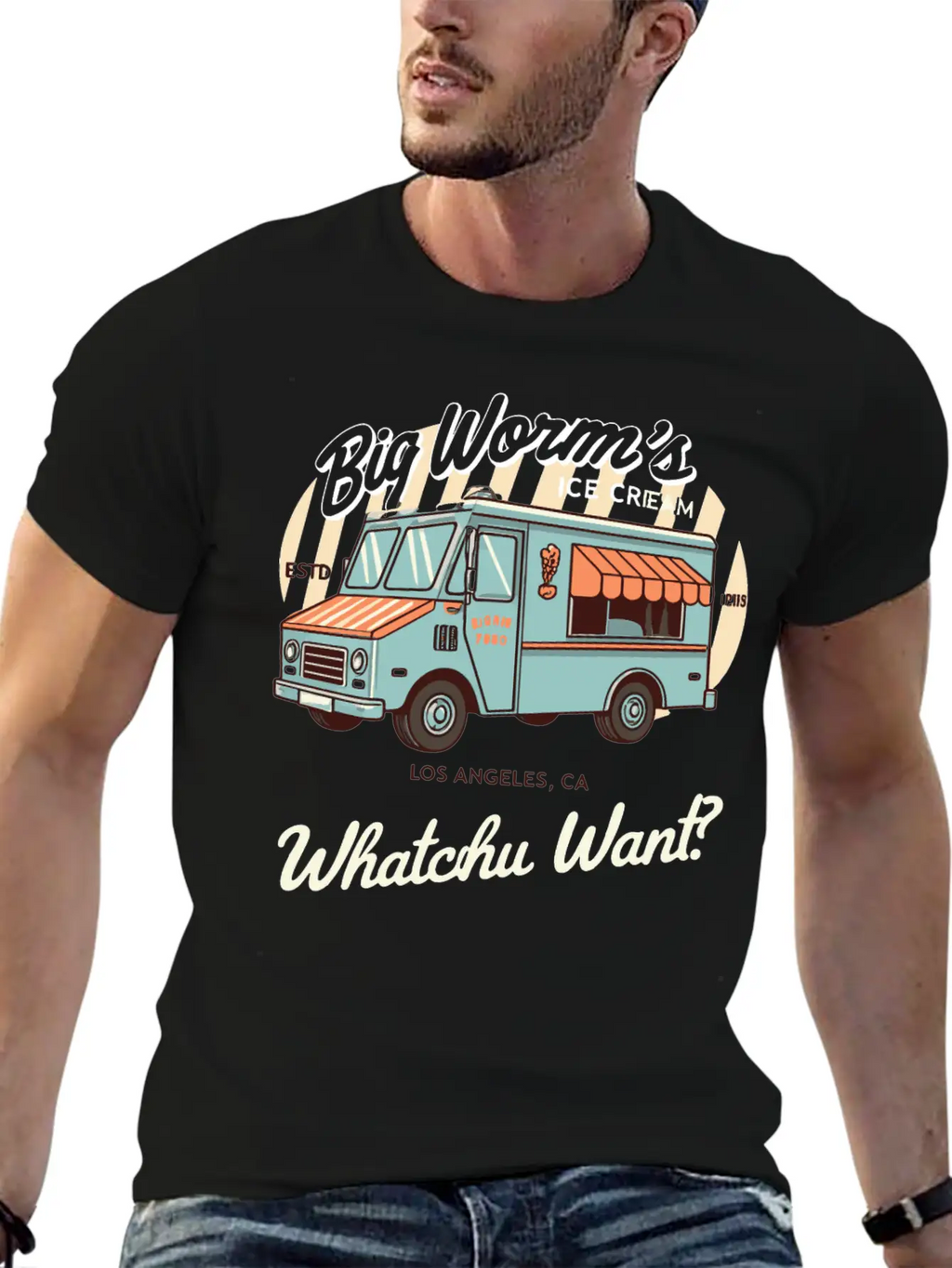 Big Worm's Ice Cream "Whatchu Want?"Los Angeles Classic Cotton Tee – Unisex Comfort For Any Season
