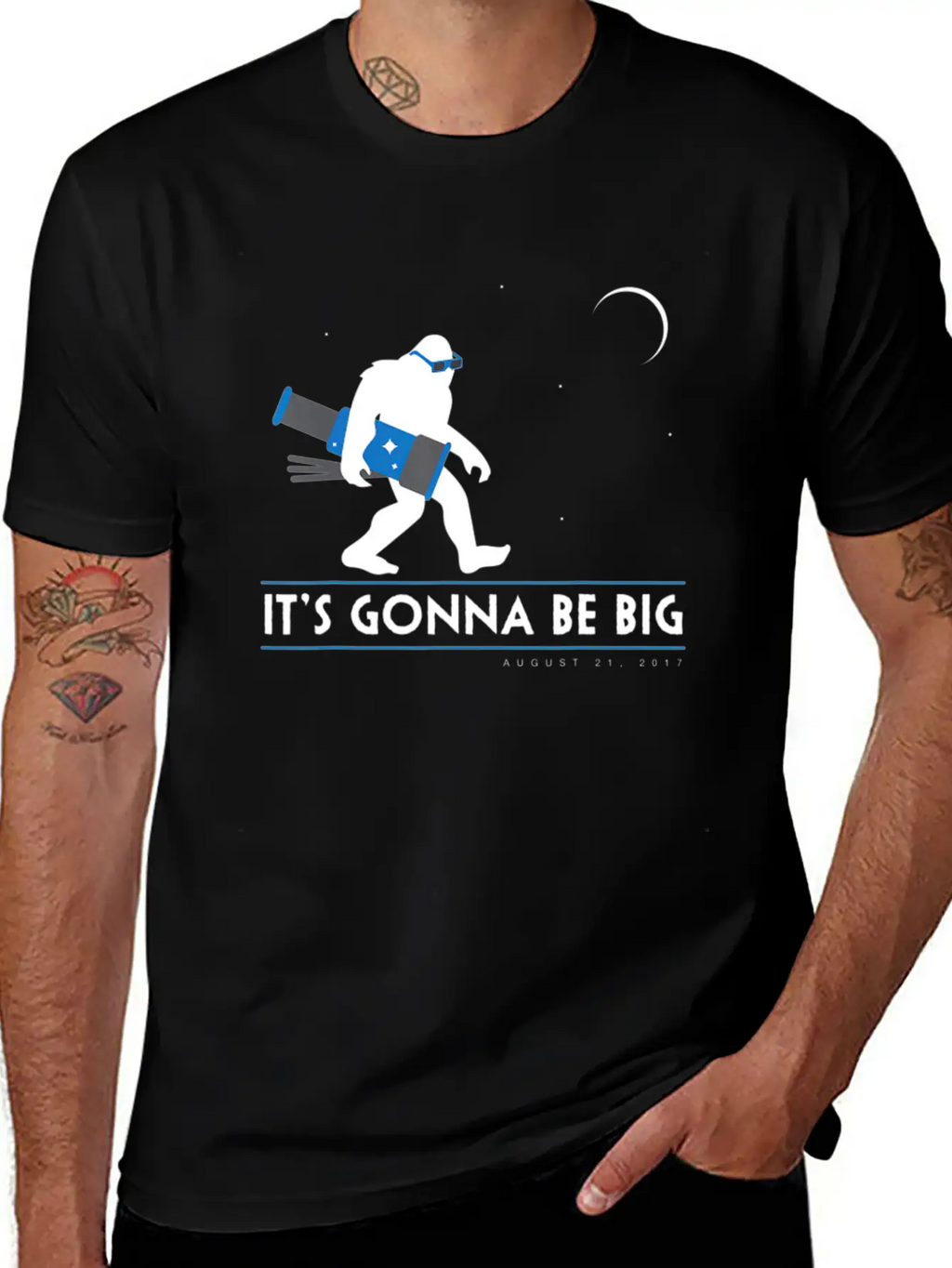 Bigfoot Total Solar Eclipse August 21 2017 Space Unisex Casual T-Shirt – Clean Design For Daily Comfort