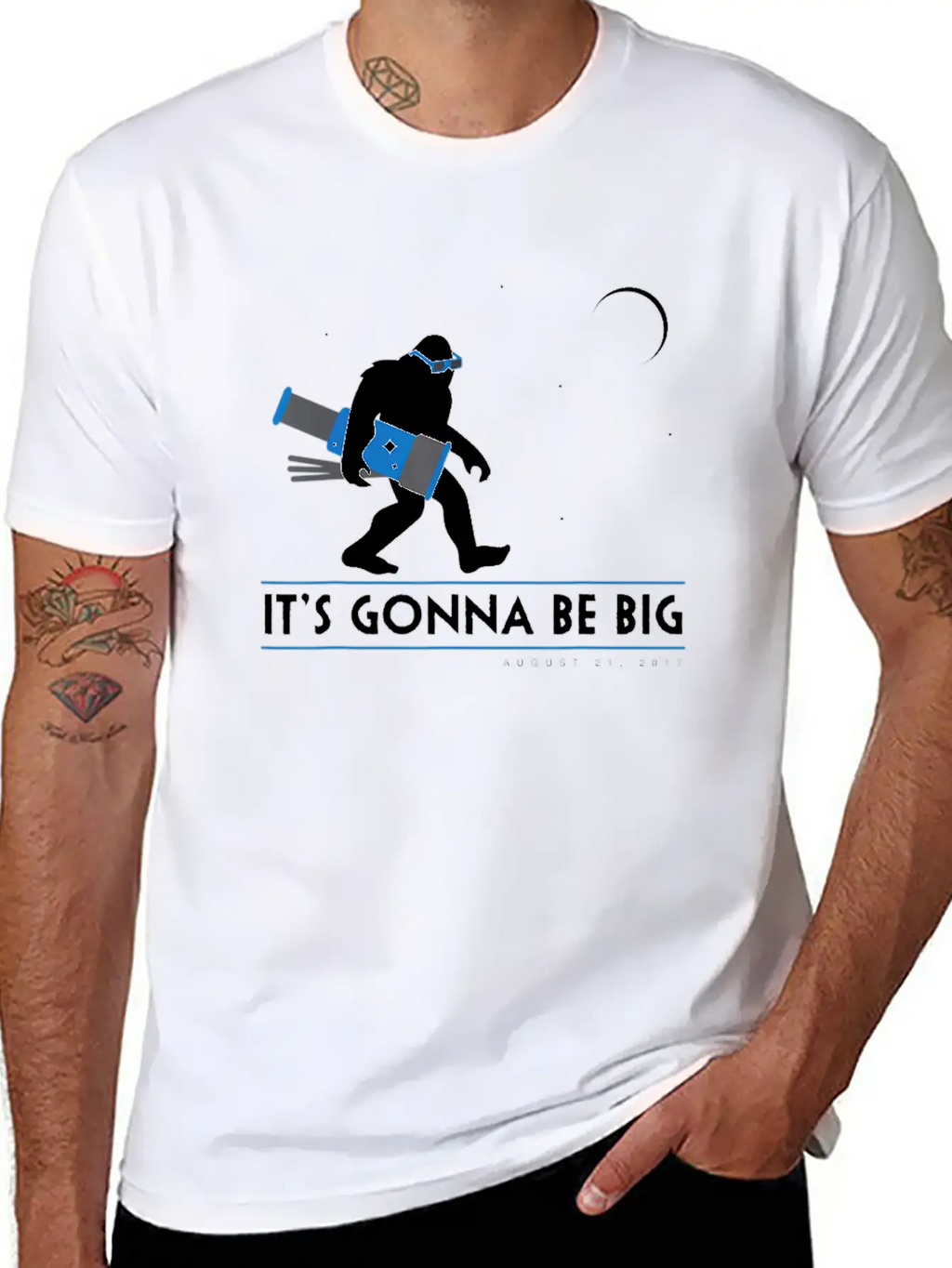 Bigfoot Total Solar Eclipse August 21 2017 Space Unisex Casual T-Shirt – Clean Design For Daily Comfort