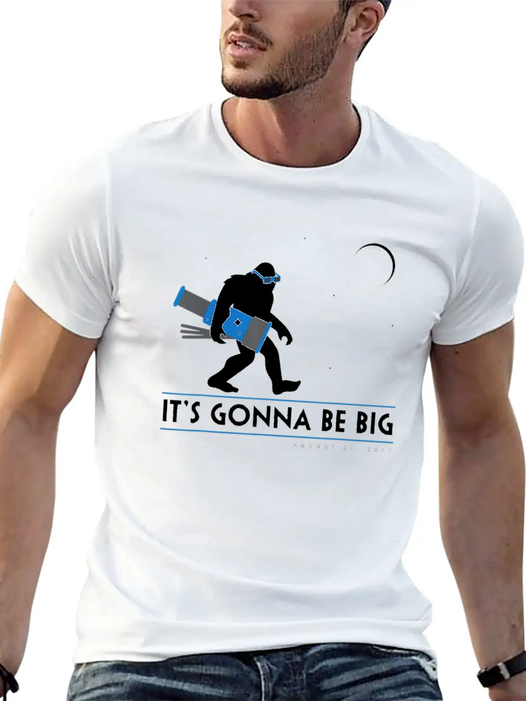Bigfoot Total Solar Eclipse August 21 2017 Space Unisex Casual T-Shirt – Clean Design For Daily Comfort
