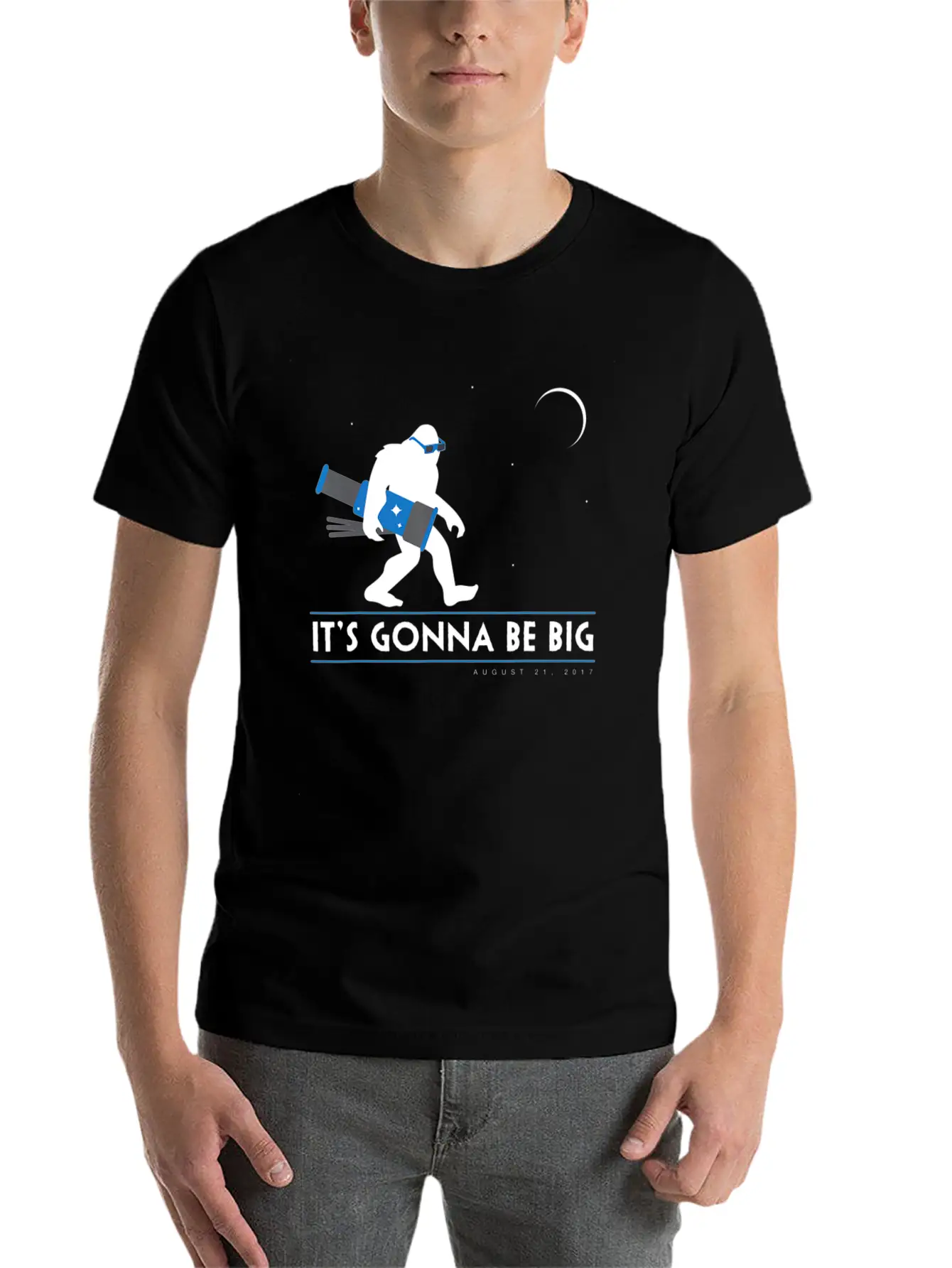 Bigfoot Total Solar Eclipse August 21 2017 Space Unisex Casual T-Shirt – Clean Design For Daily Comfort