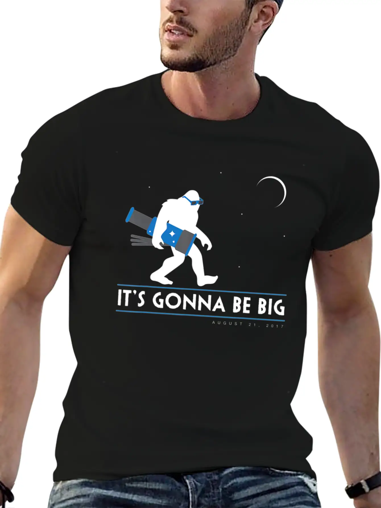 Bigfoot Total Solar Eclipse August 21 2017 Space Unisex Casual T-Shirt – Clean Design For Daily Comfort