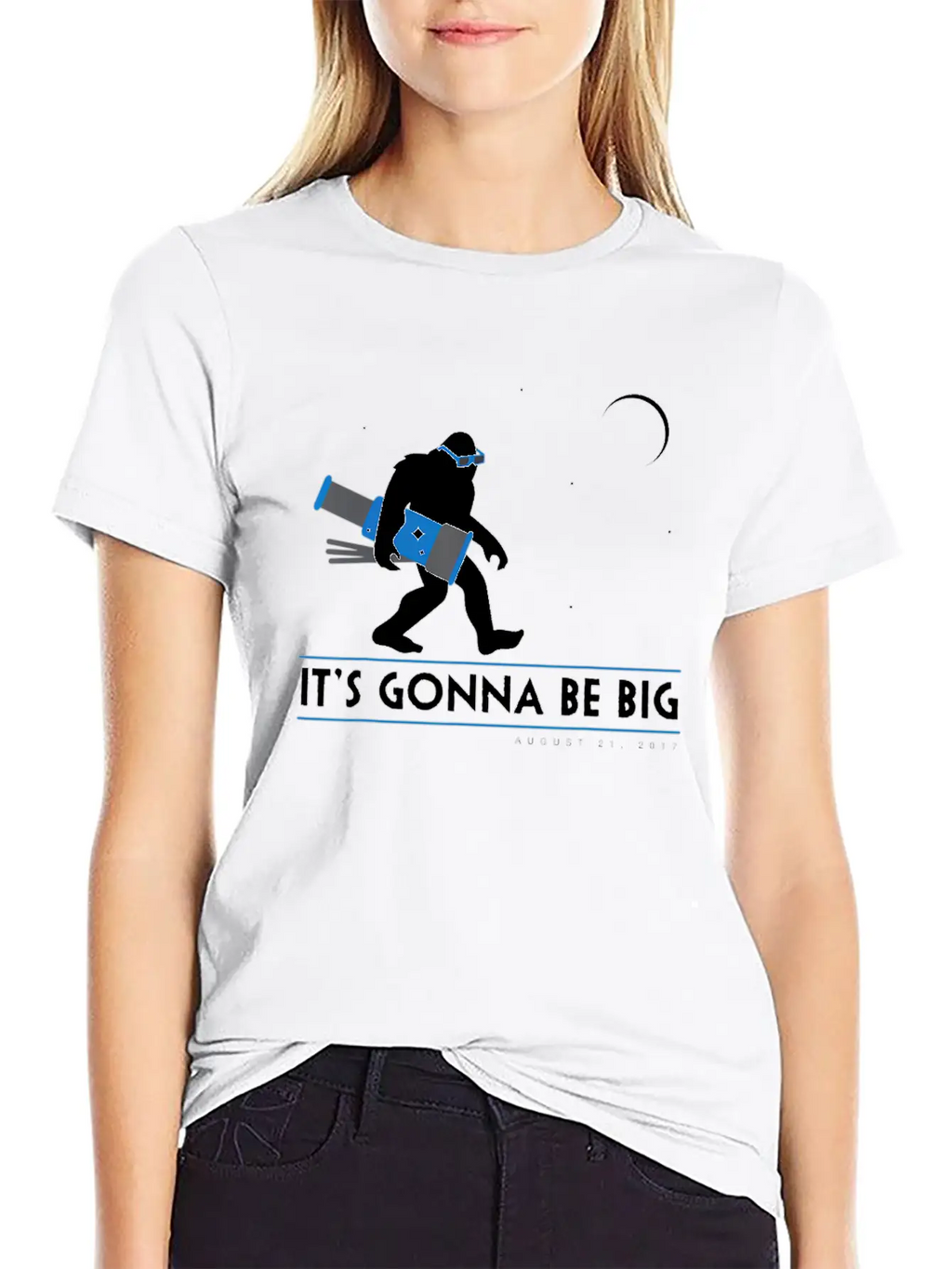 Bigfoot Total Solar Eclipse August 21 2017 Space Unisex Casual T-Shirt – Clean Design For Daily Comfort