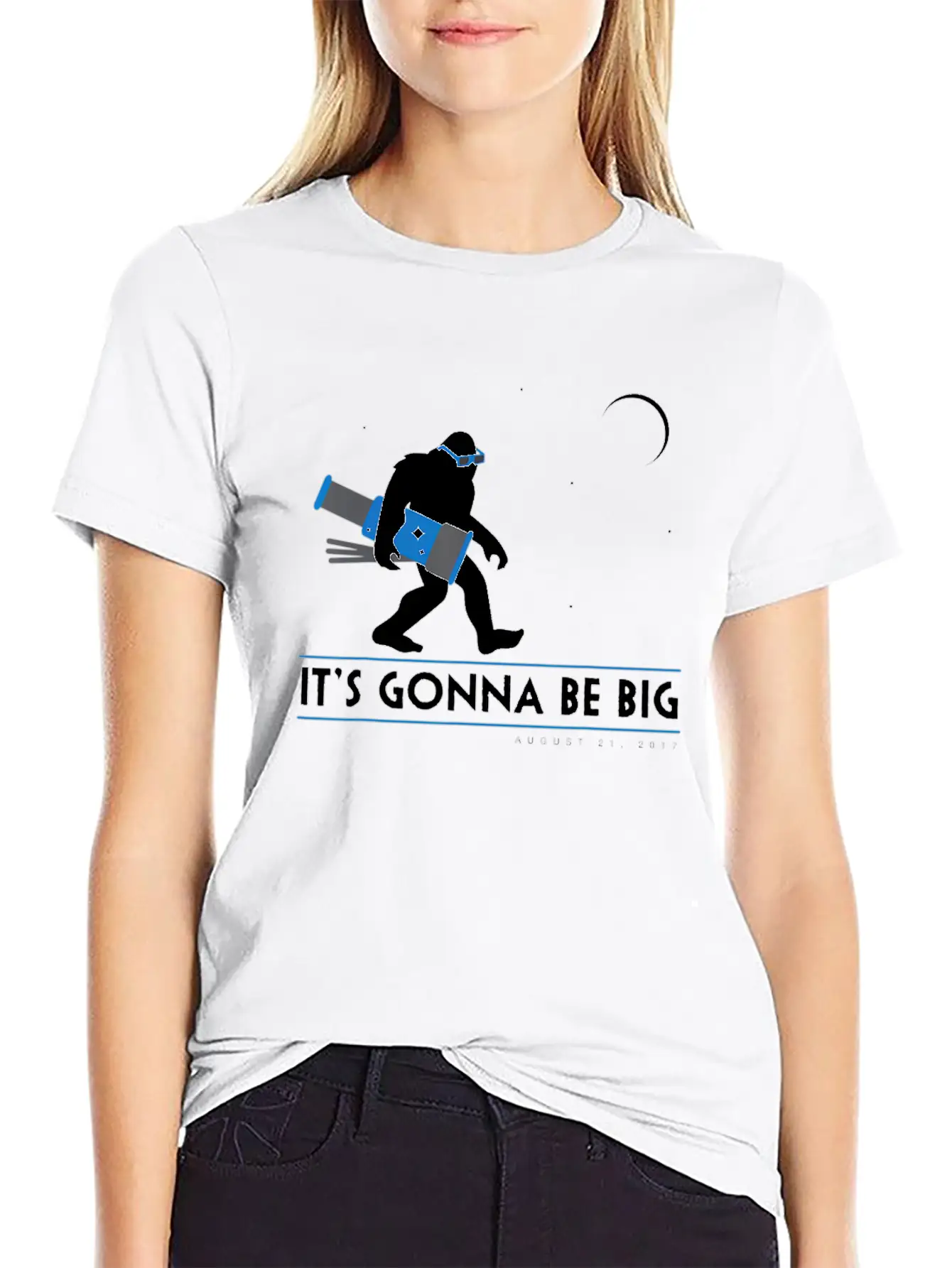 Bigfoot Total Solar Eclipse August 21 2017 Space Unisex Casual T-Shirt – Clean Design For Daily Comfort