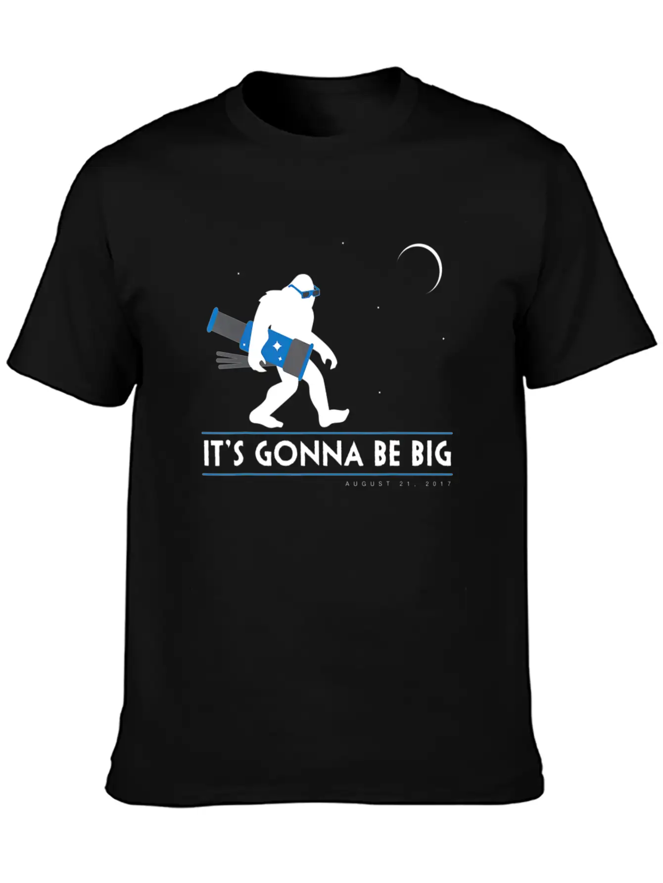 Bigfoot Total Solar Eclipse August 21 2017 Space Unisex Casual T-Shirt – Clean Design For Daily Comfort