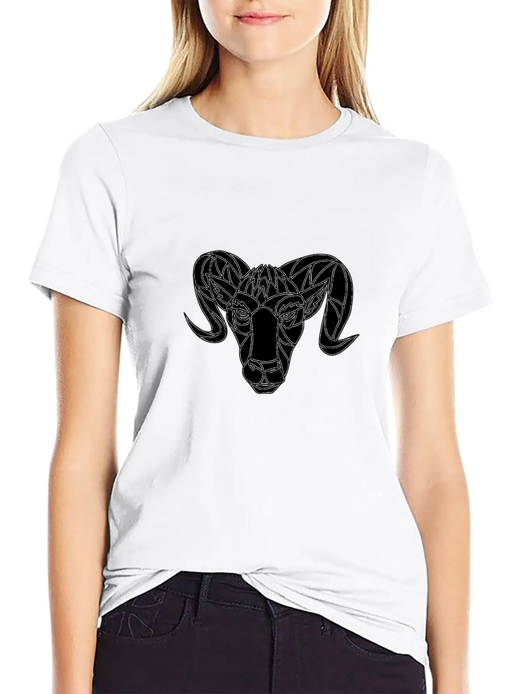Bighorn Sheep Ram Mosaic Black And White Unisex Casual T-Shirt – Clean Design For Daily Comfort