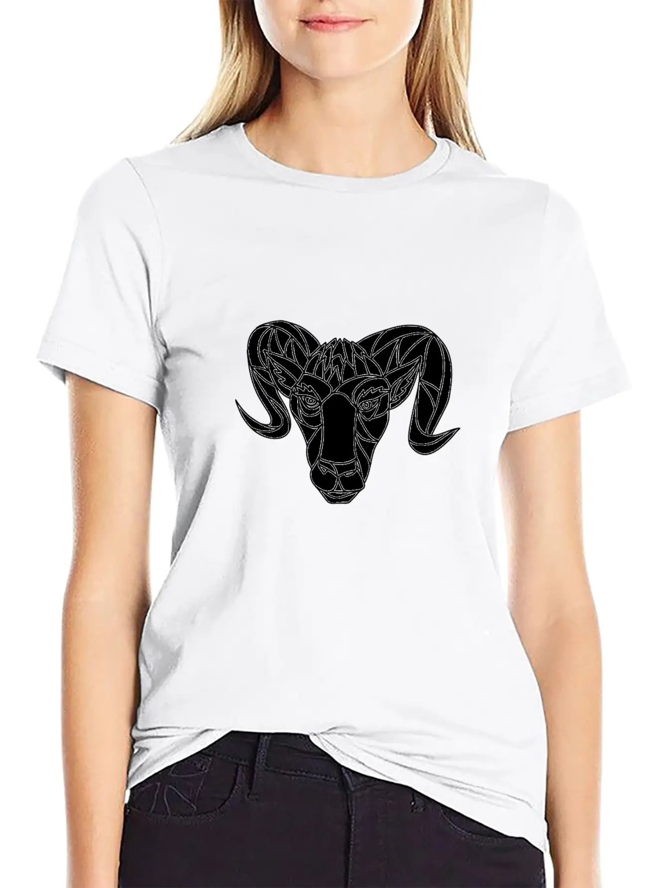 Bighorn Sheep Ram Mosaic Black And White Unisex Casual T-Shirt – Clean Design For Daily Comfort