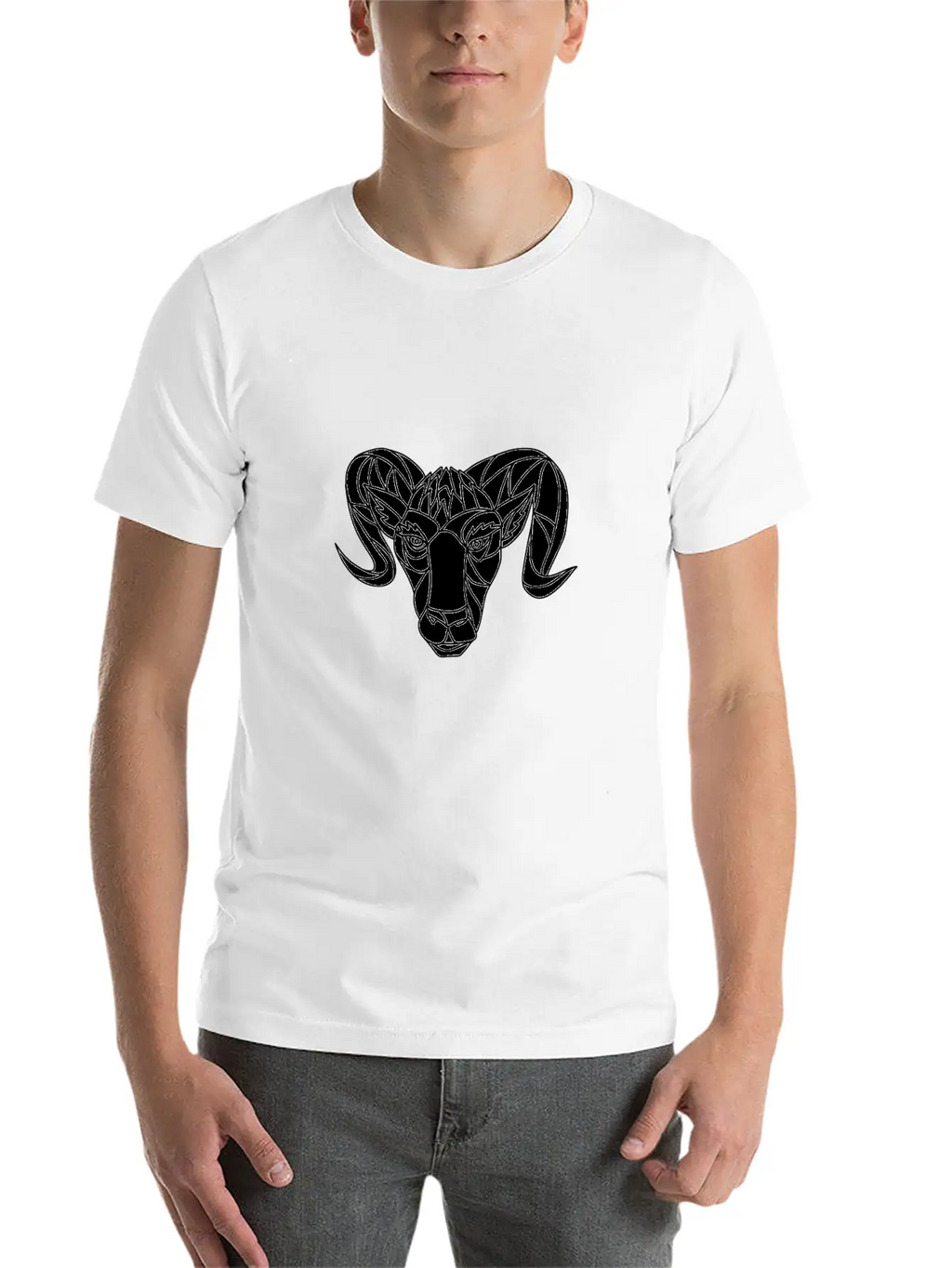 Bighorn Sheep Ram Mosaic Black And White Unisex Casual T-Shirt – Clean Design For Daily Comfort