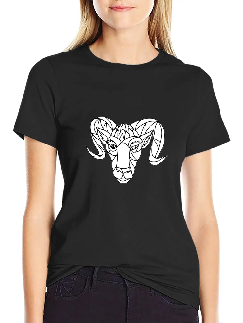 Bighorn Sheep Ram Mosaic Black And White Unisex Casual T-Shirt – Clean Design For Daily Comfort