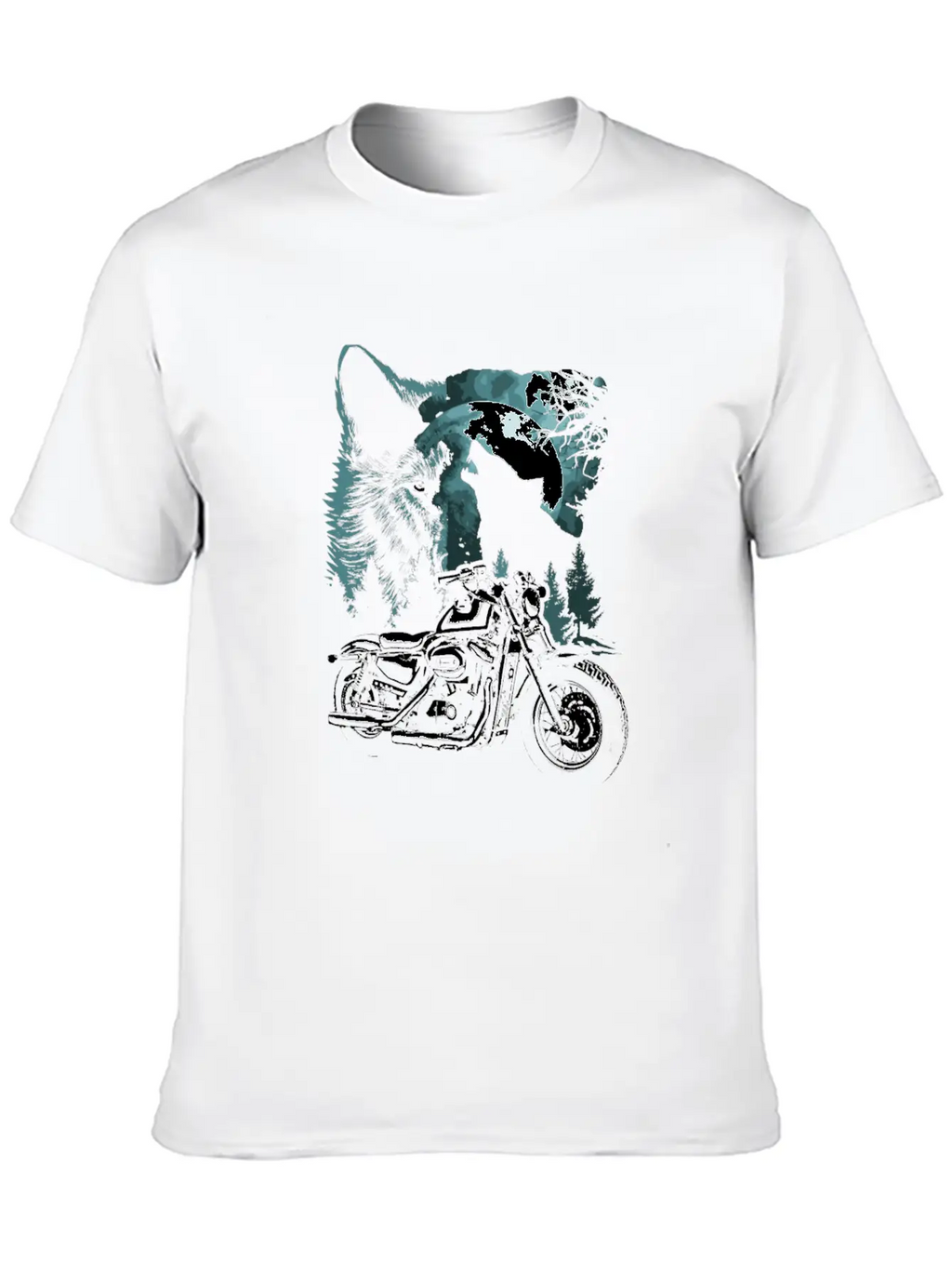 Biker Motorcycle With Wolves Timeless Short Sleeve Tee – Comfy And Minimalist Design