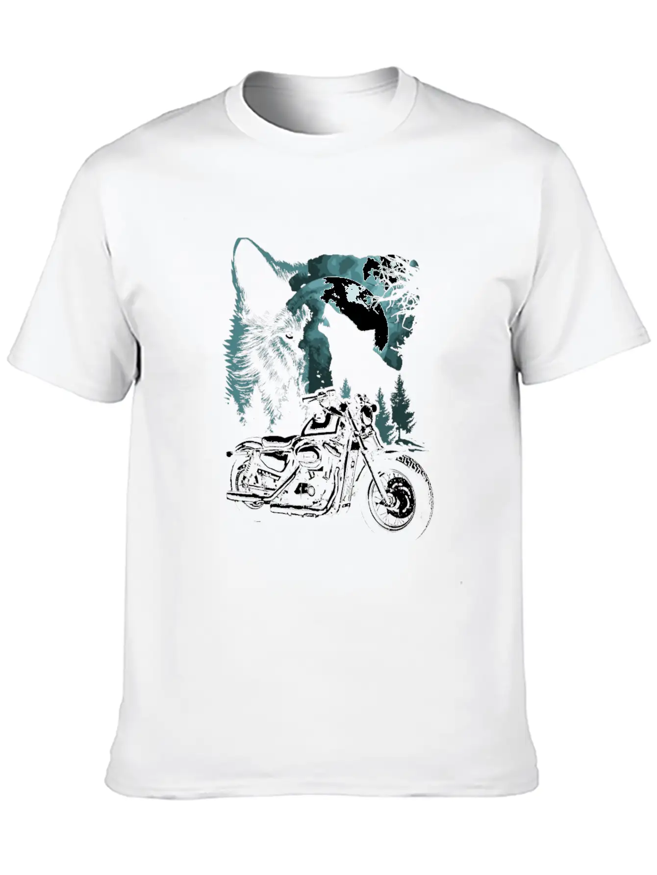 Biker Motorcycle With Wolves Timeless Short Sleeve Tee – Comfy And Minimalist Design