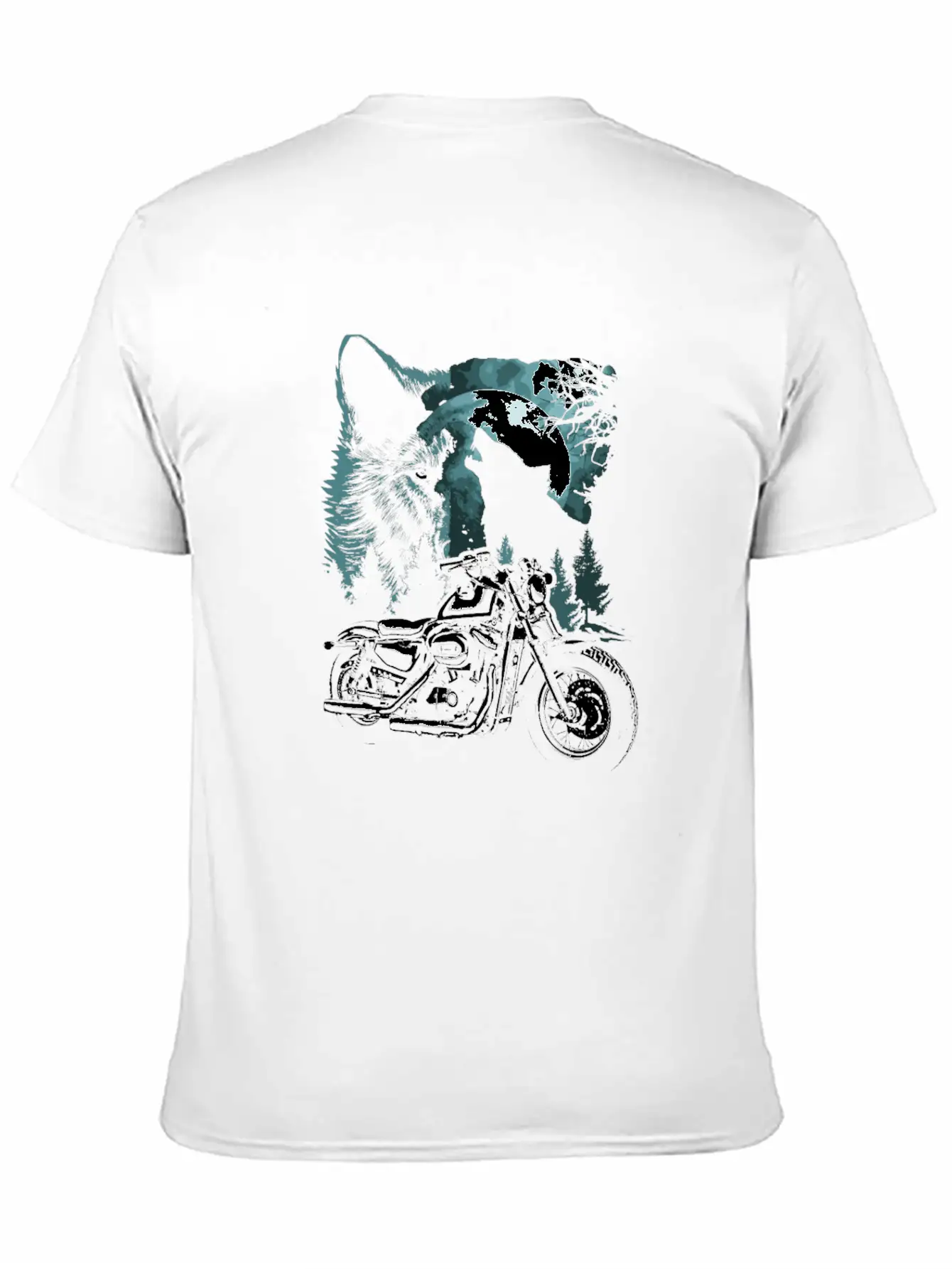 Biker Motorcycle With Wolves Timeless Short Sleeve Tee – Comfy And Minimalist Design