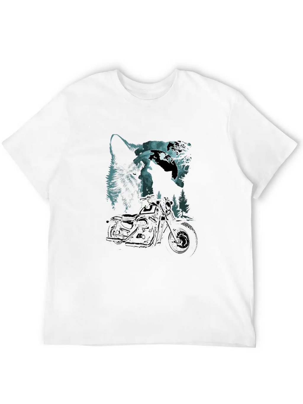 Biker Motorcycle With Wolves Timeless Short Sleeve Tee – Comfy And Minimalist Design