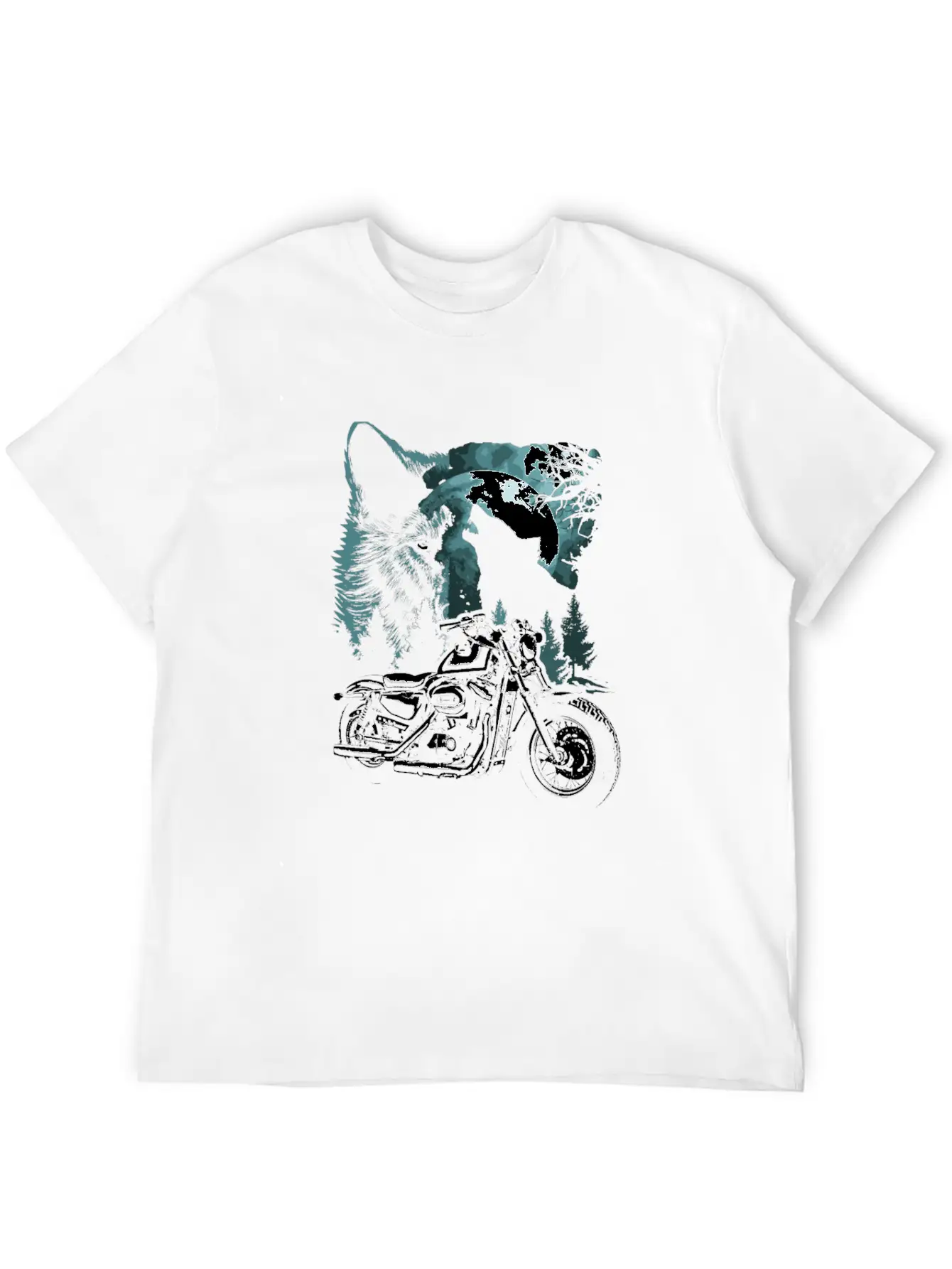 Biker Motorcycle With Wolves Timeless Short Sleeve Tee – Comfy And Minimalist Design