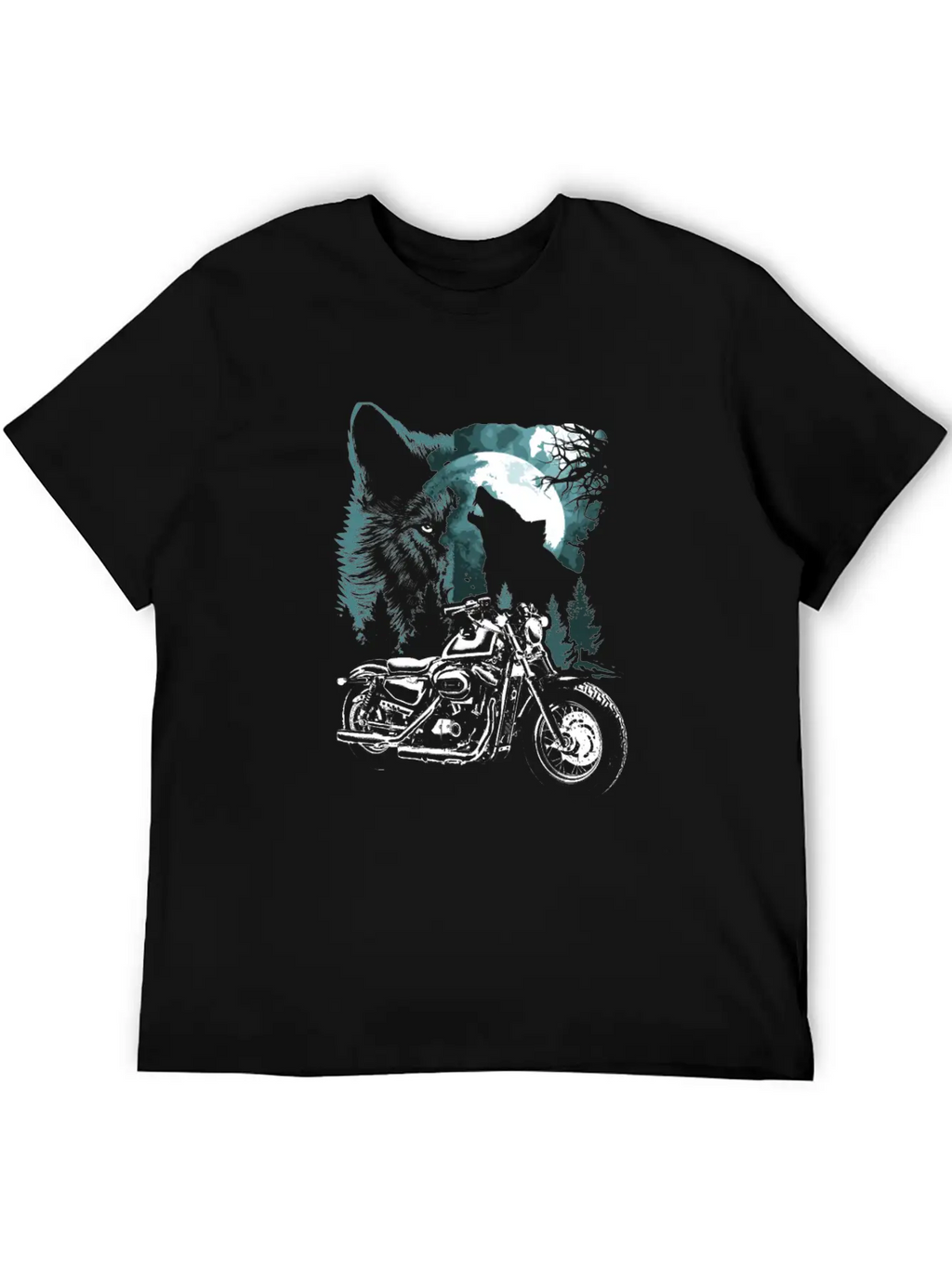 Biker Motorcycle With Wolves Timeless Short Sleeve Tee – Comfy And Minimalist Design