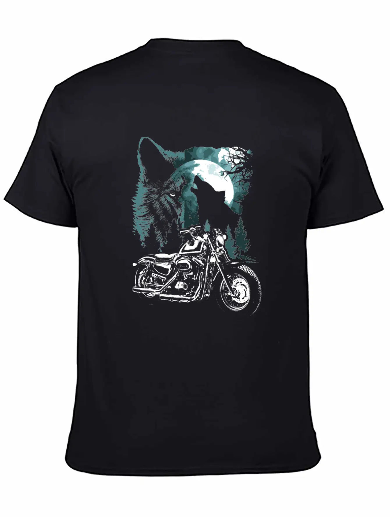 Biker Motorcycle With Wolves Timeless Short Sleeve Tee – Comfy And Minimalist Design