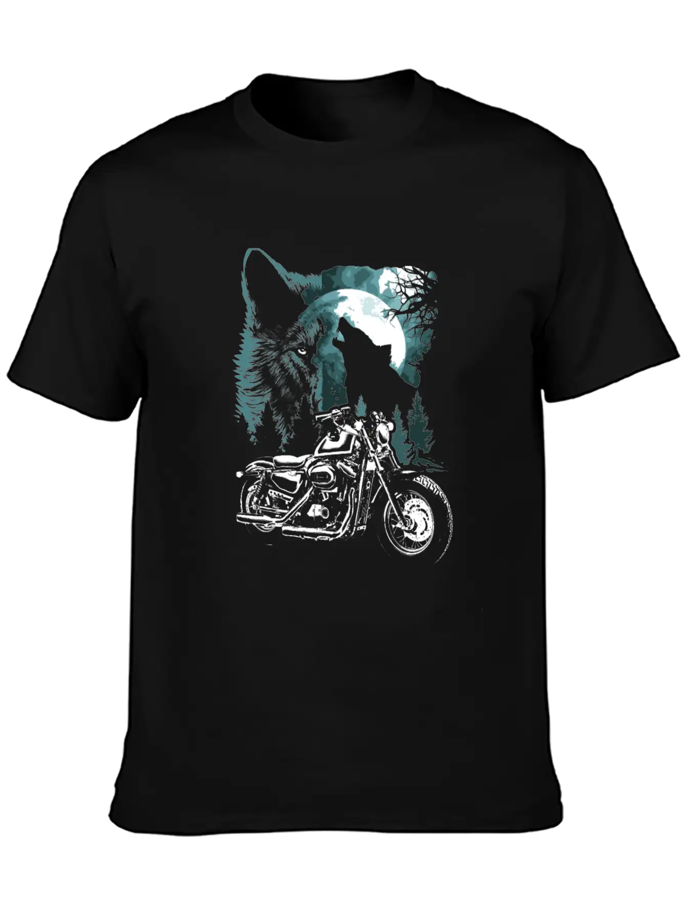 Biker Motorcycle With Wolves Timeless Short Sleeve Tee – Comfy And Minimalist Design