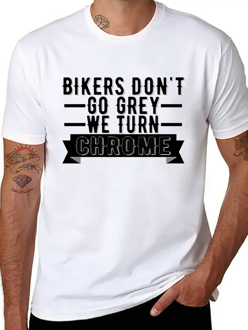 Bikers Don't Go Grey We Turn Chrome Cool Biker Breathable Graphic T-Shirt – Perfect For Casual Days