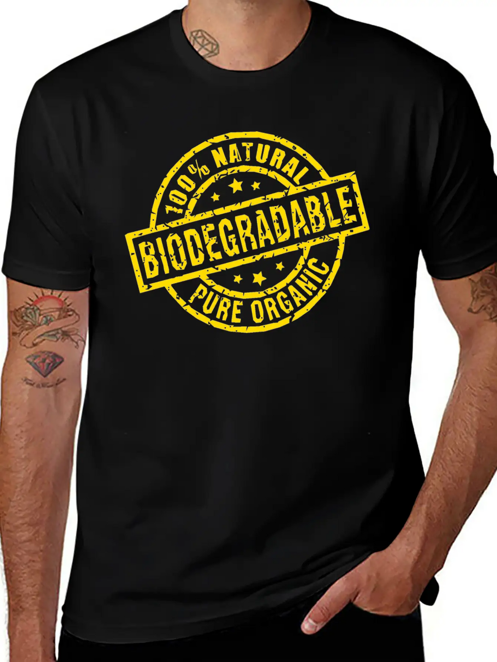 Biodegradable Yellow Stamp Timeless Short Sleeve Tee – Comfy And Minimalist Design