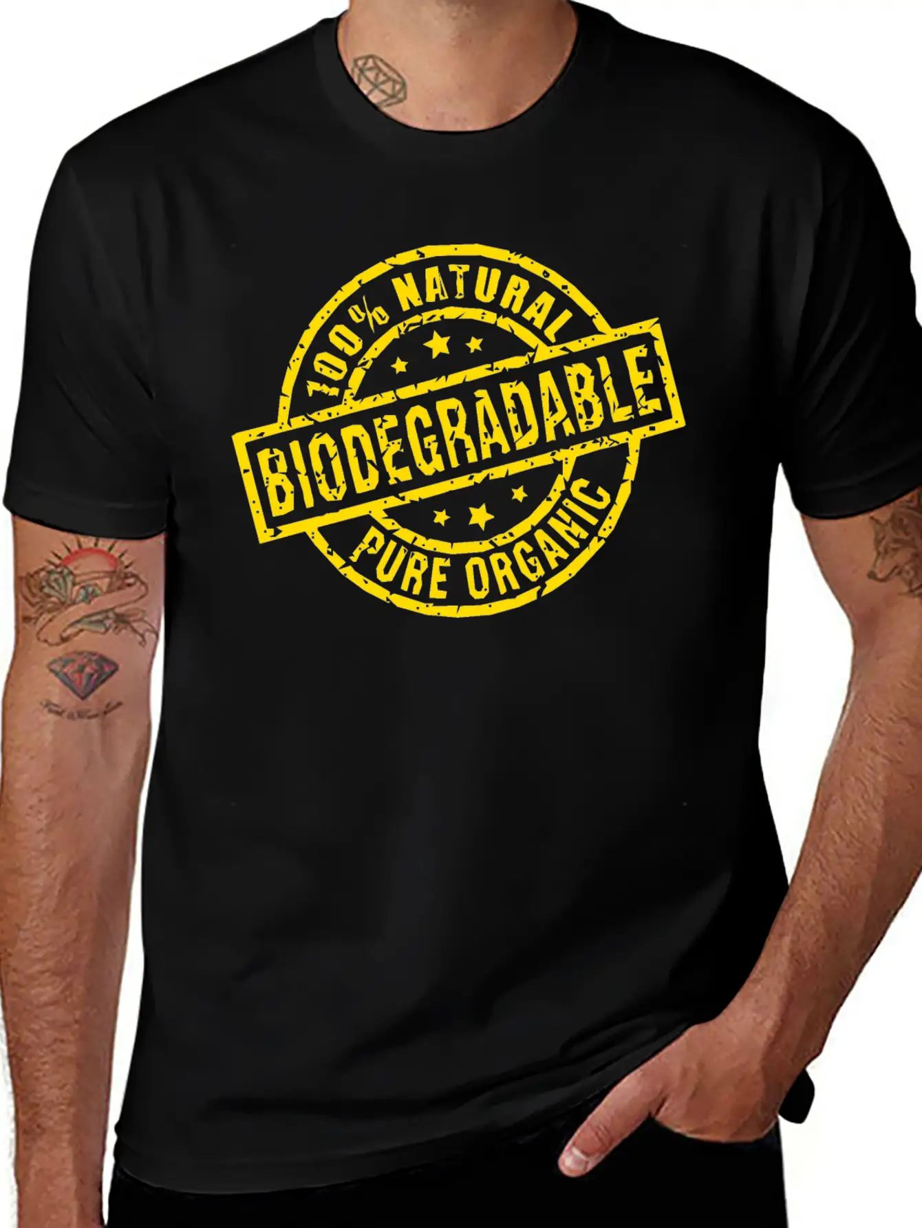 Biodegradable Yellow Stamp Timeless Short Sleeve Tee – Comfy And Minimalist Design