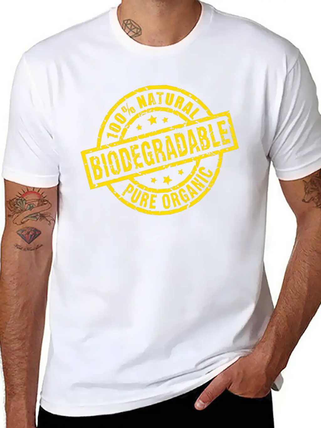 Biodegradable Yellow Stamp Timeless Short Sleeve Tee – Comfy And Minimalist Design