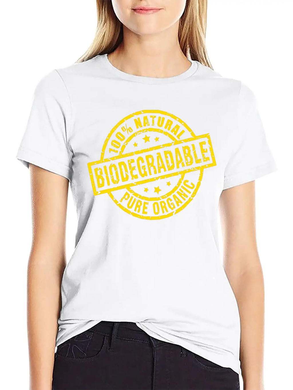 Biodegradable Yellow Stamp Timeless Short Sleeve Tee – Comfy And Minimalist Design