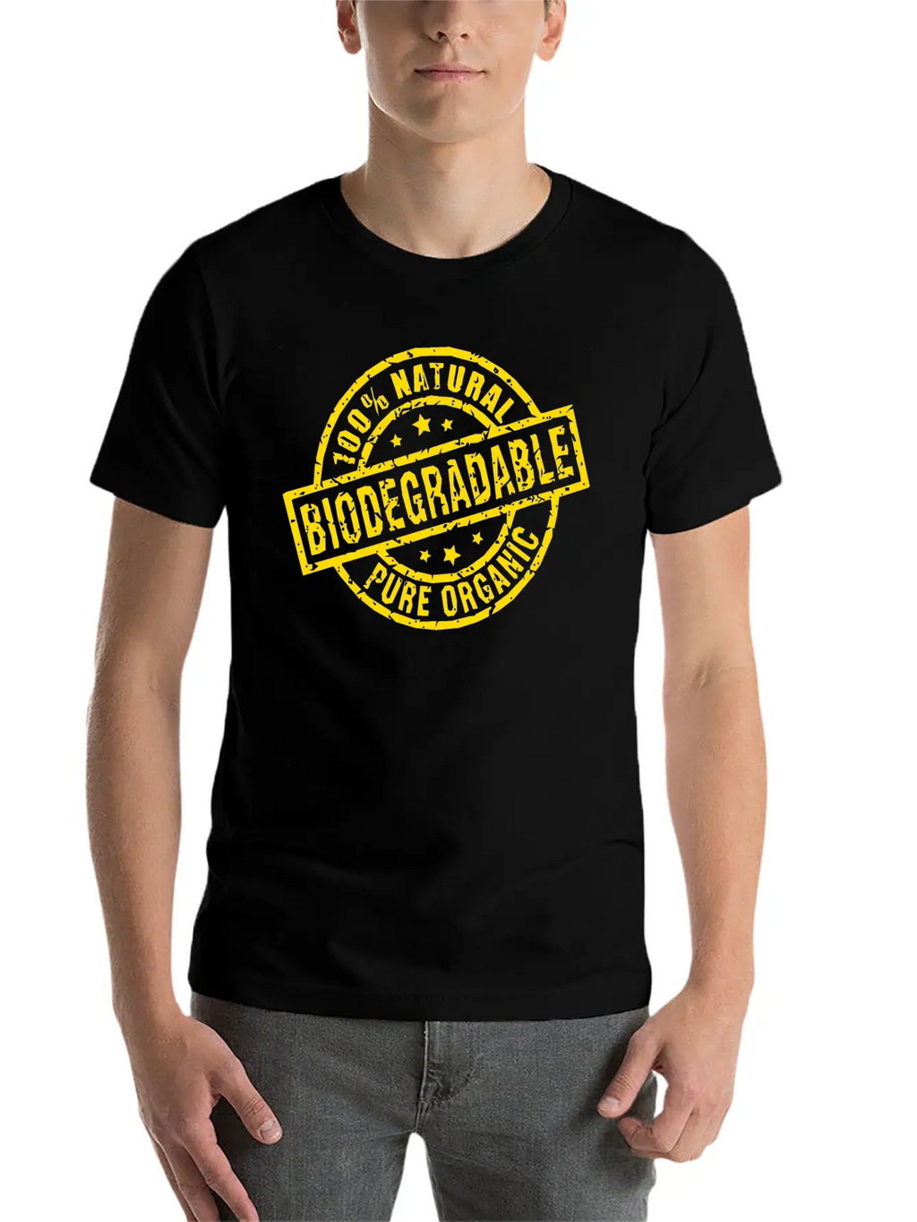 Biodegradable Yellow Stamp Timeless Short Sleeve Tee – Comfy And Minimalist Design
