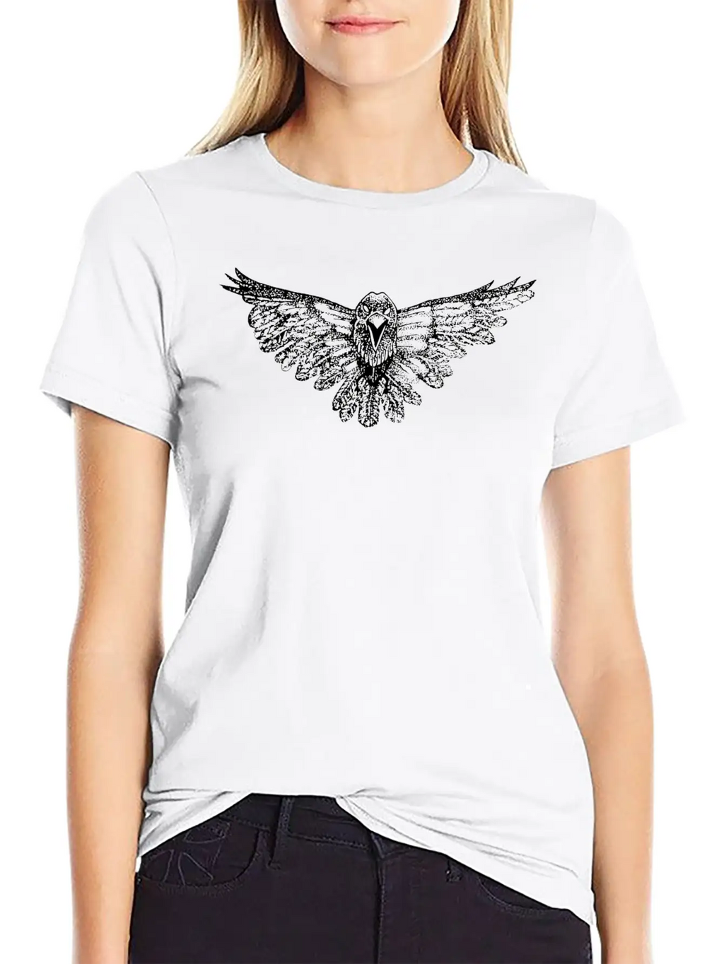 Bird Hawk Eagle Hand-Drawn Relaxed Everyday Tee – Lightweight And Durable Cotton