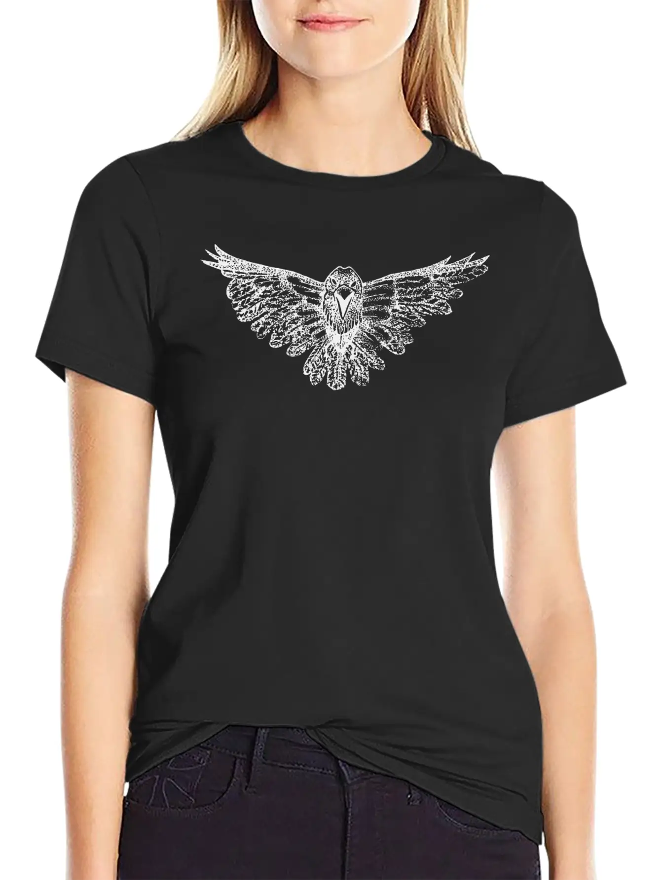 Bird Hawk Eagle Hand-Drawn Relaxed Everyday Tee – Lightweight And Durable Cotton
