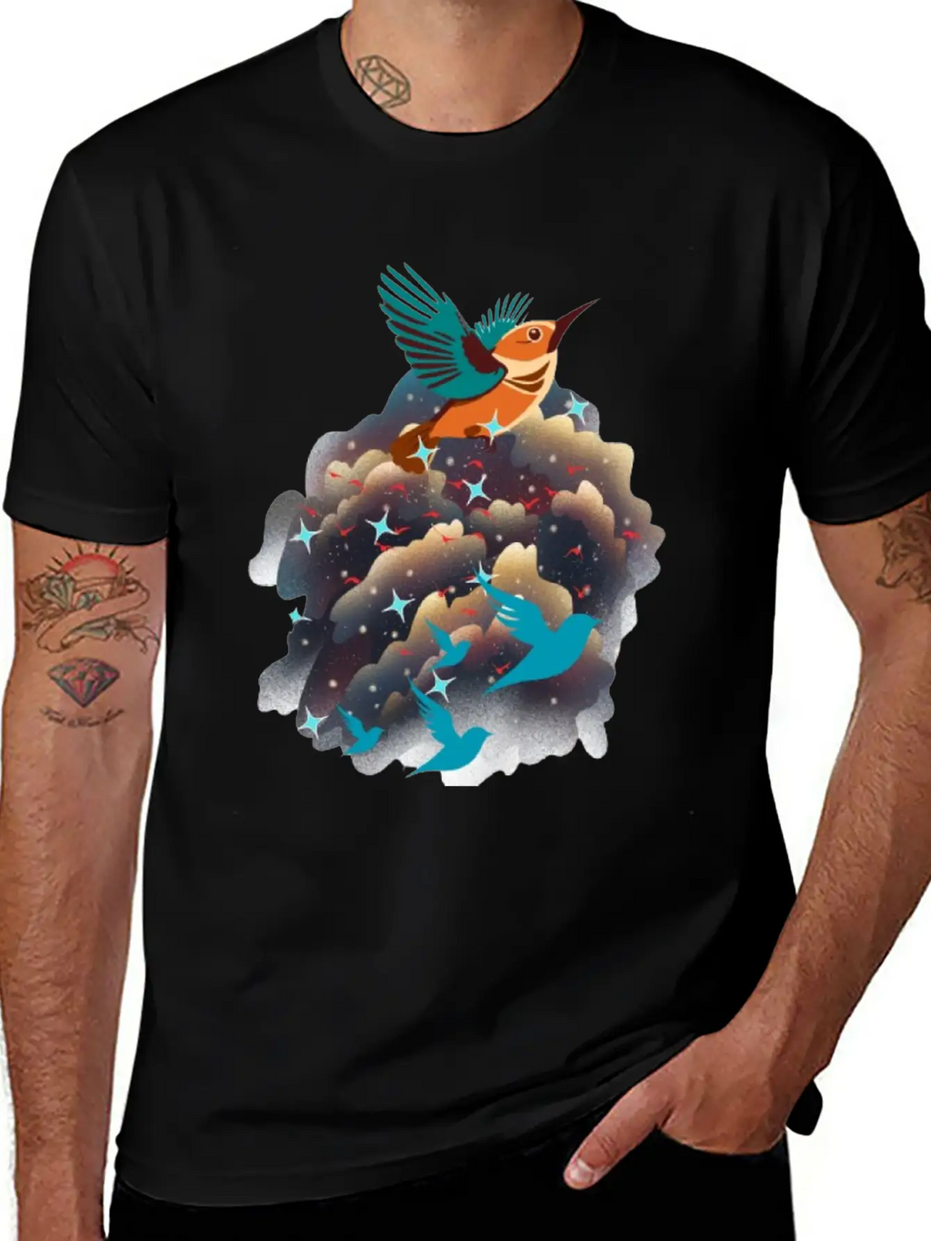 Birds In The Sky Breathable Graphic T-Shirt – Perfect For Casual Days