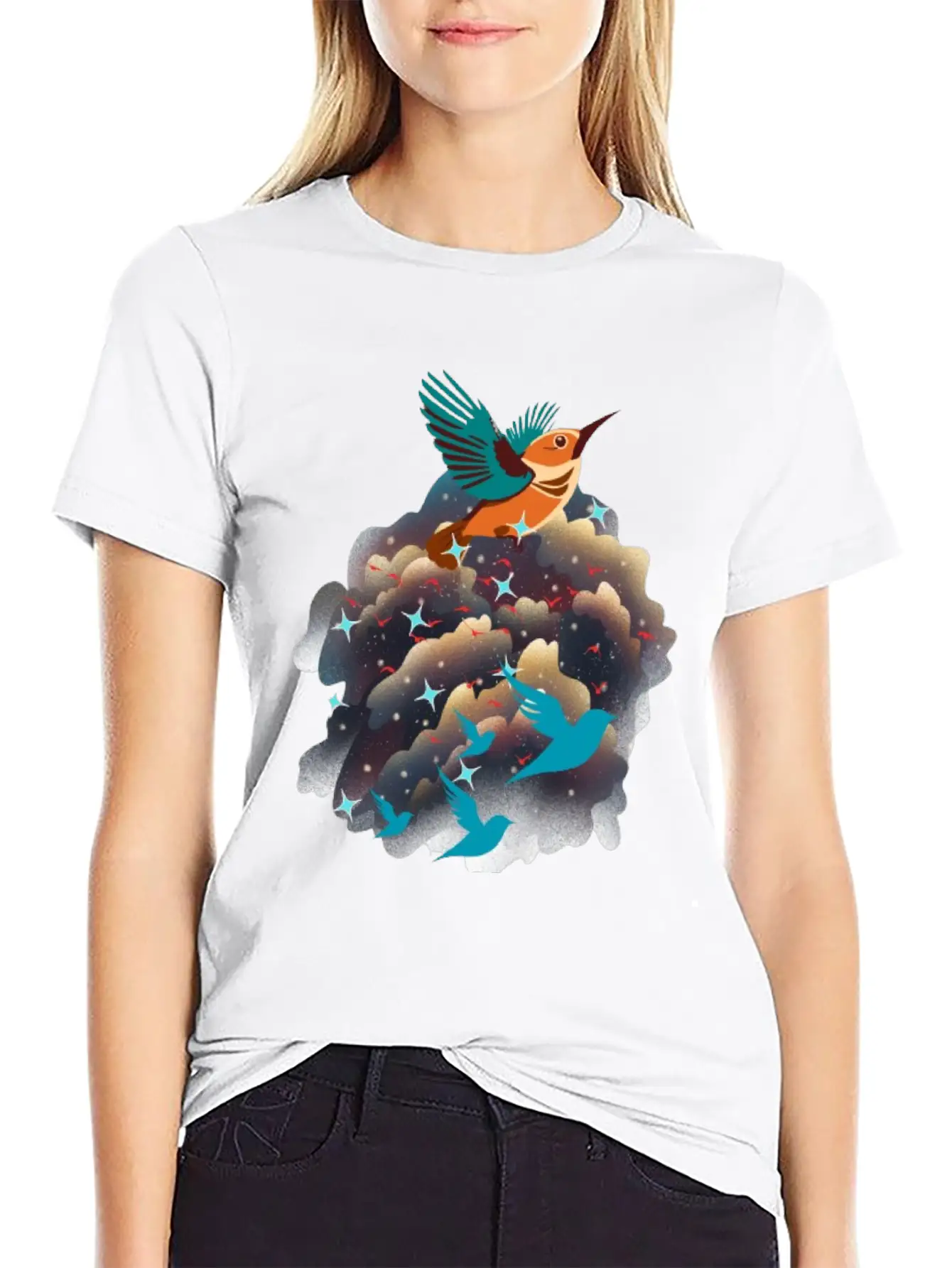 Birds In The Sky Breathable Graphic T-Shirt – Perfect For Casual Days