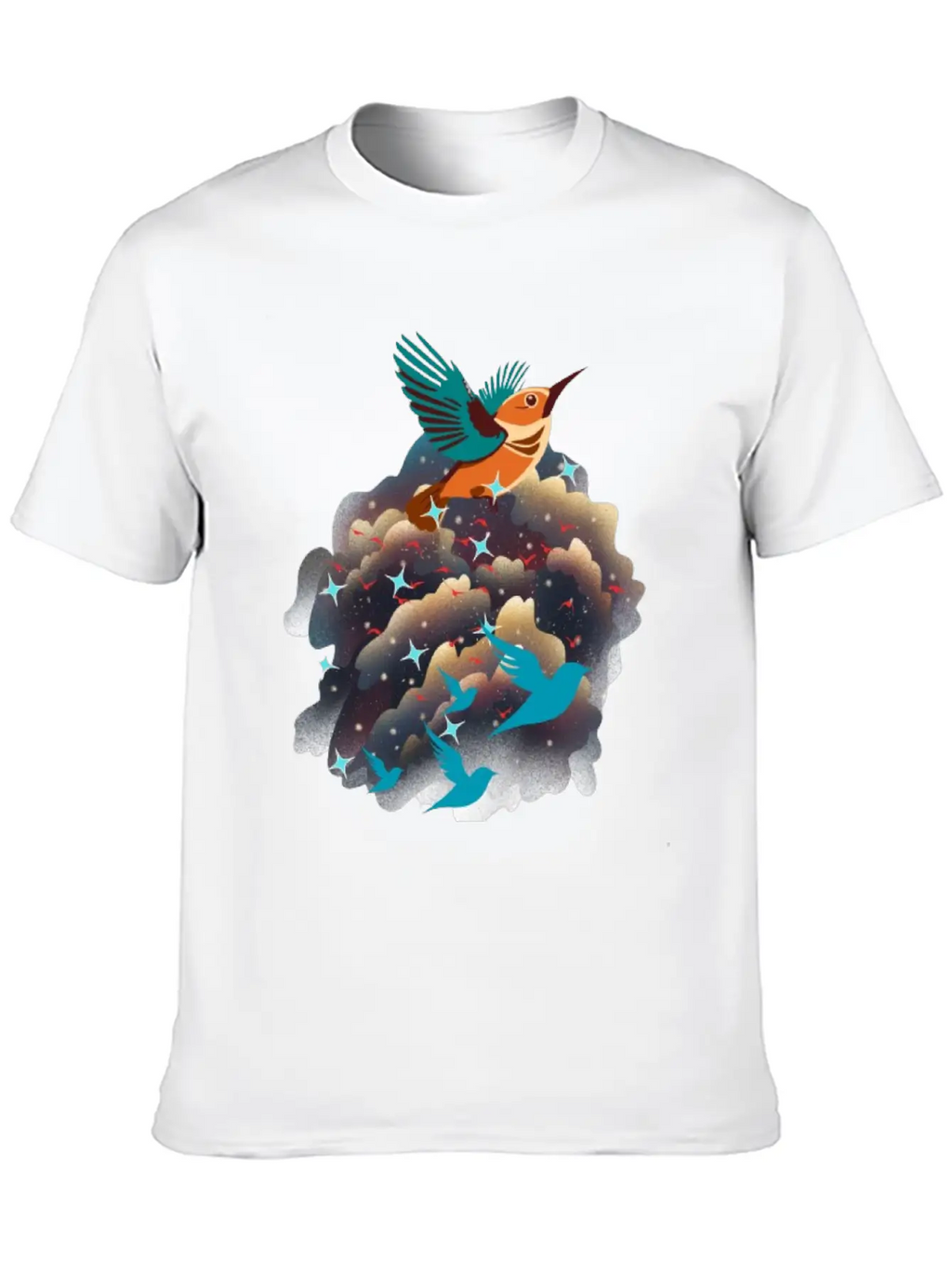 Birds In The Sky Breathable Graphic T-Shirt – Perfect For Casual Days