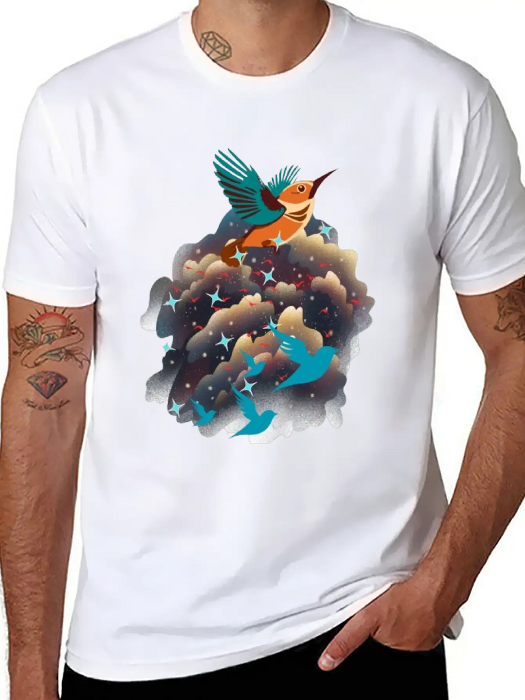 Birds In The Sky Breathable Graphic T-Shirt – Perfect For Casual Days