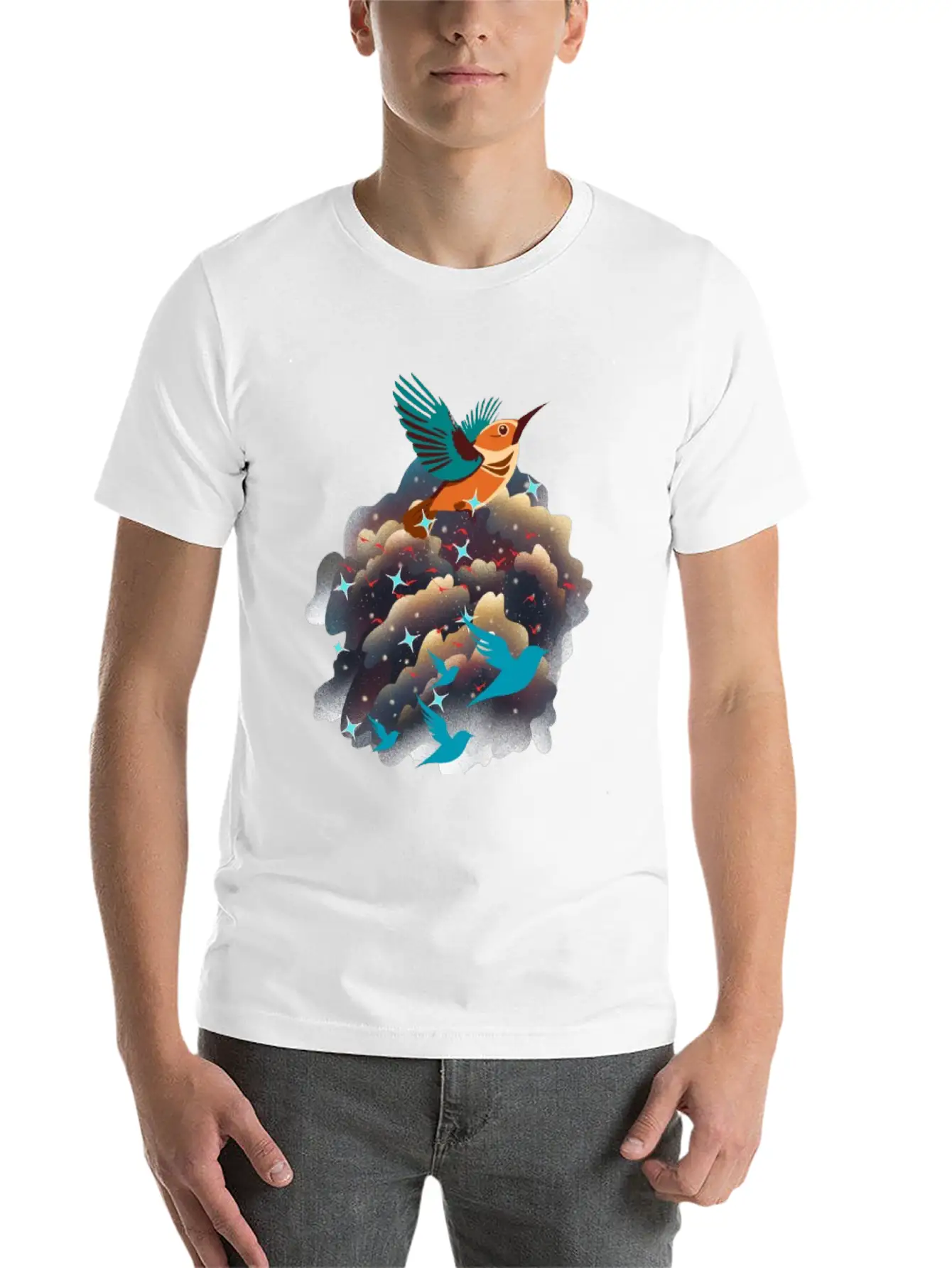 Birds In The Sky Breathable Graphic T-Shirt – Perfect For Casual Days