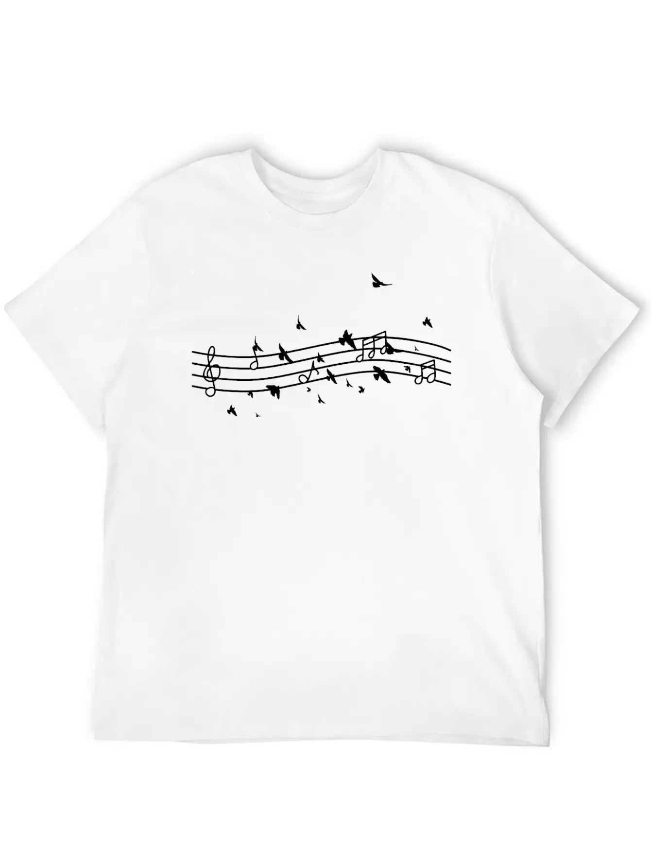 Birds Music Notes Music Teacher Modern Fit Casual T-Shirt – Clean And Versatile Design