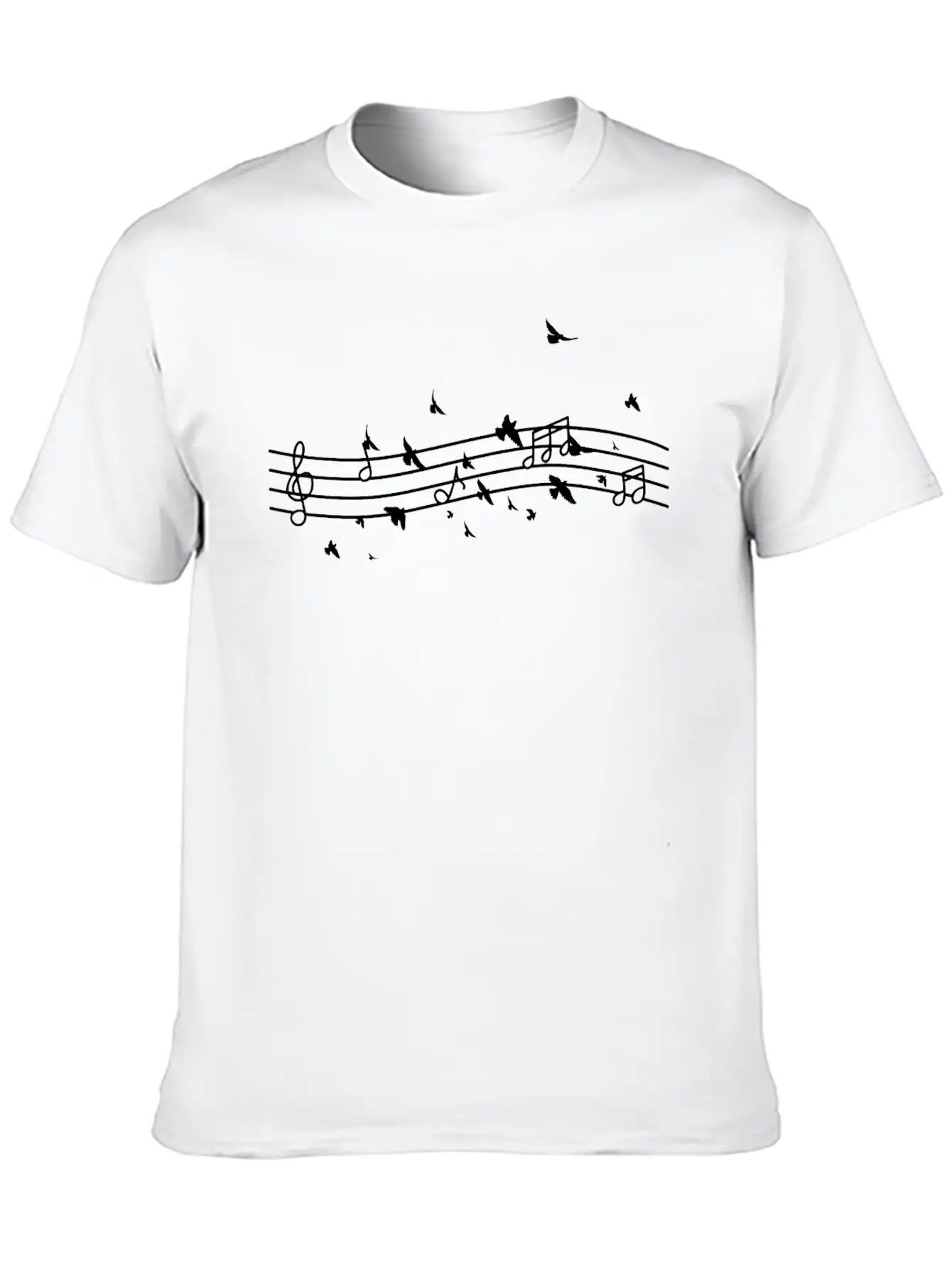 Birds Music Notes Music Teacher Modern Fit Casual T-Shirt – Clean And Versatile Design