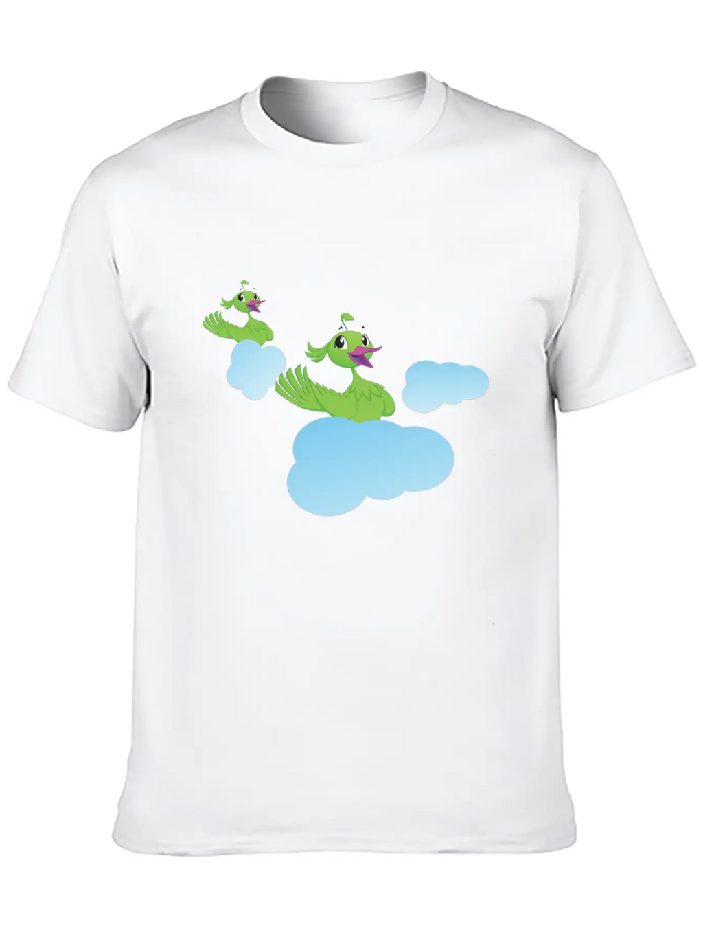 Birds On Clouds Animal Air Breathable Soft Cotton T-Shirt – Timeless Casual Look