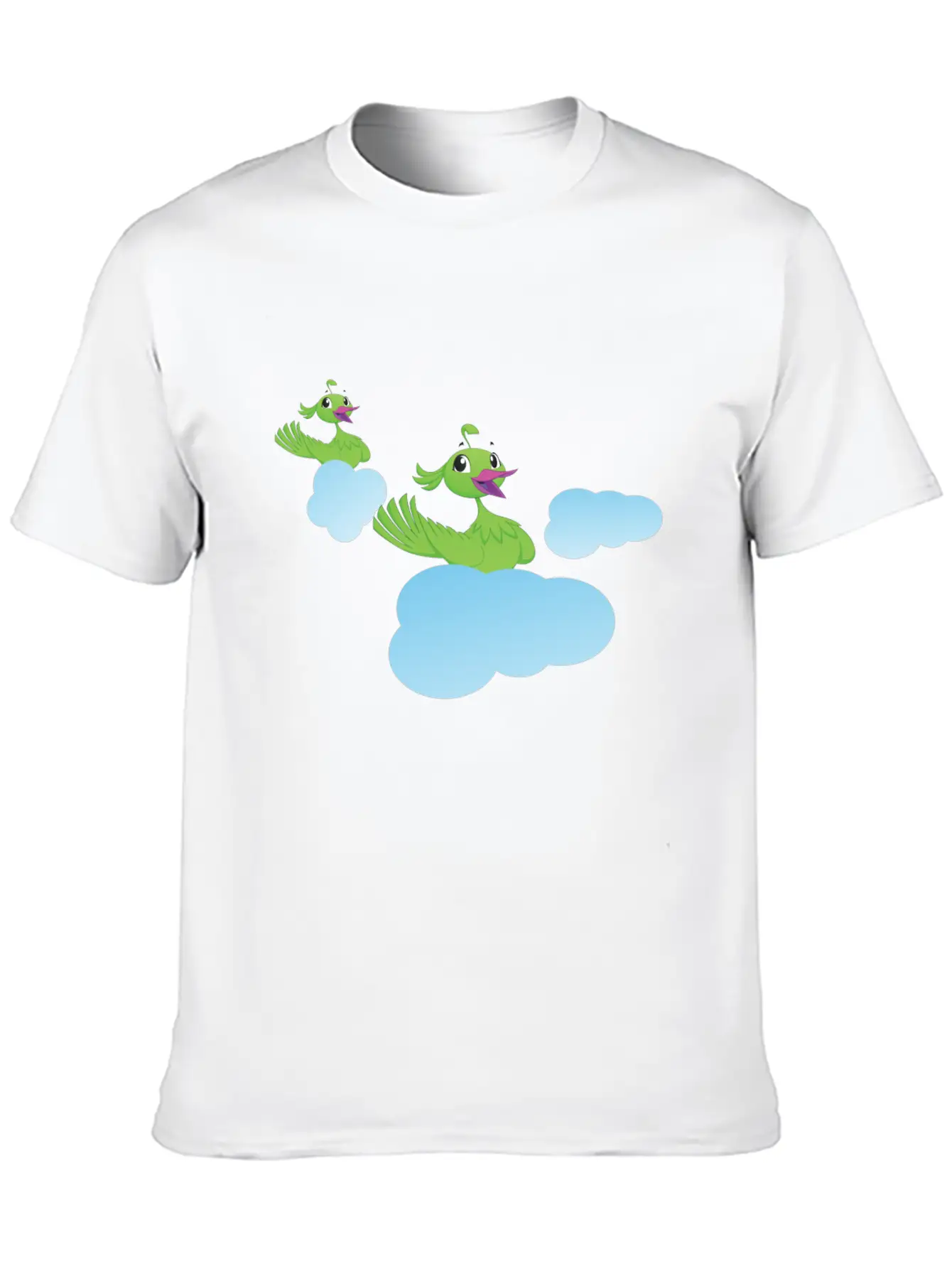 Birds On Clouds Animal Air Breathable Soft Cotton T-Shirt – Timeless Casual Look