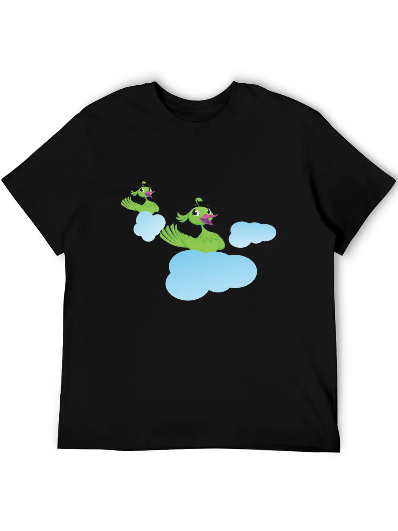 Birds On Clouds Animal Air Breathable Soft Cotton T-Shirt – Timeless Casual Look