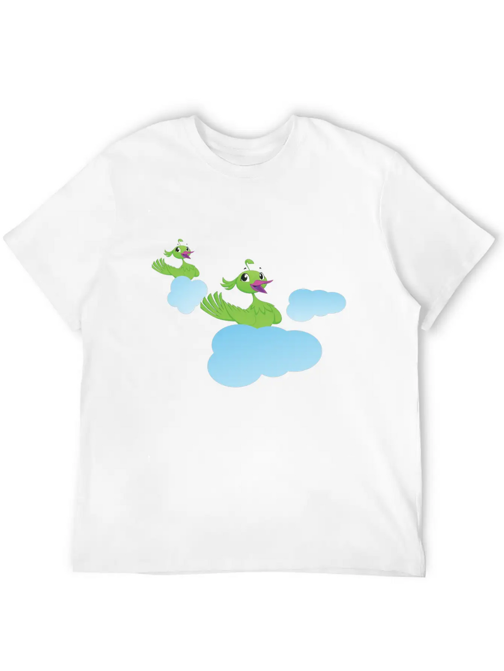 Birds On Clouds Animal Air Breathable Soft Cotton T-Shirt – Timeless Casual Look