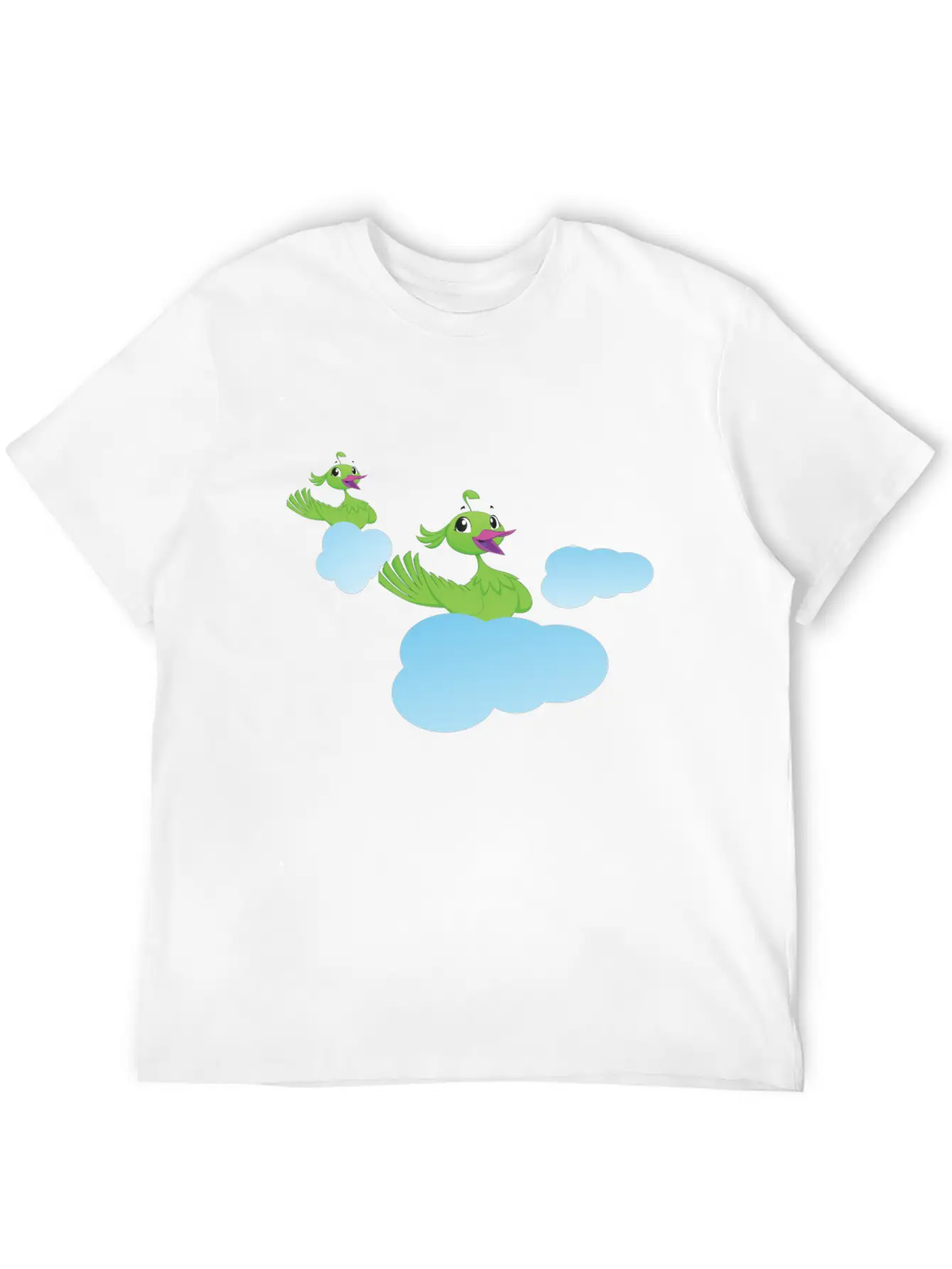 Birds On Clouds Animal Air Breathable Soft Cotton T-Shirt – Timeless Casual Look
