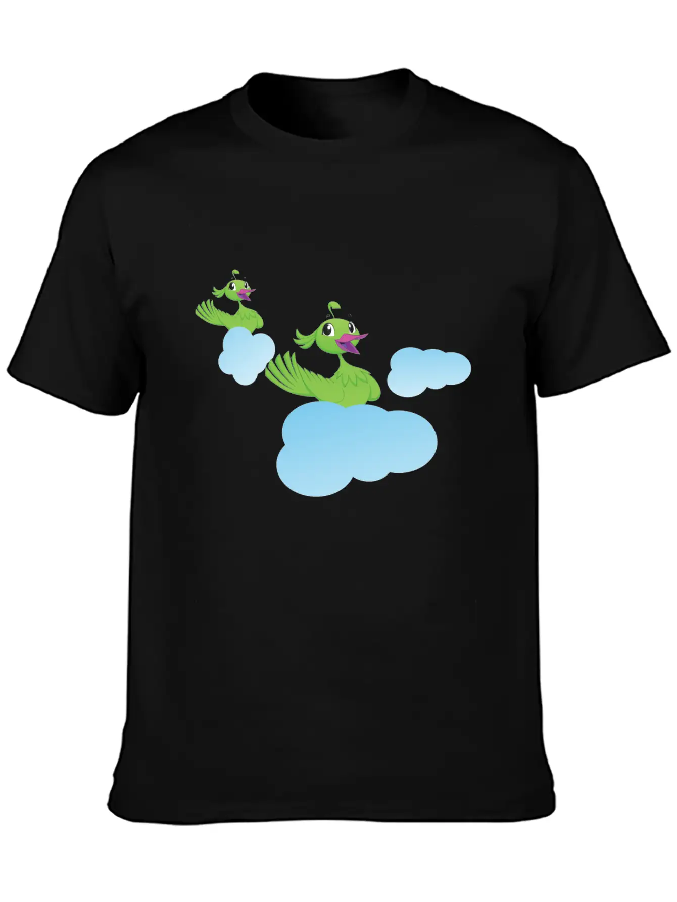 Birds On Clouds Animal Air Breathable Soft Cotton T-Shirt – Timeless Casual Look