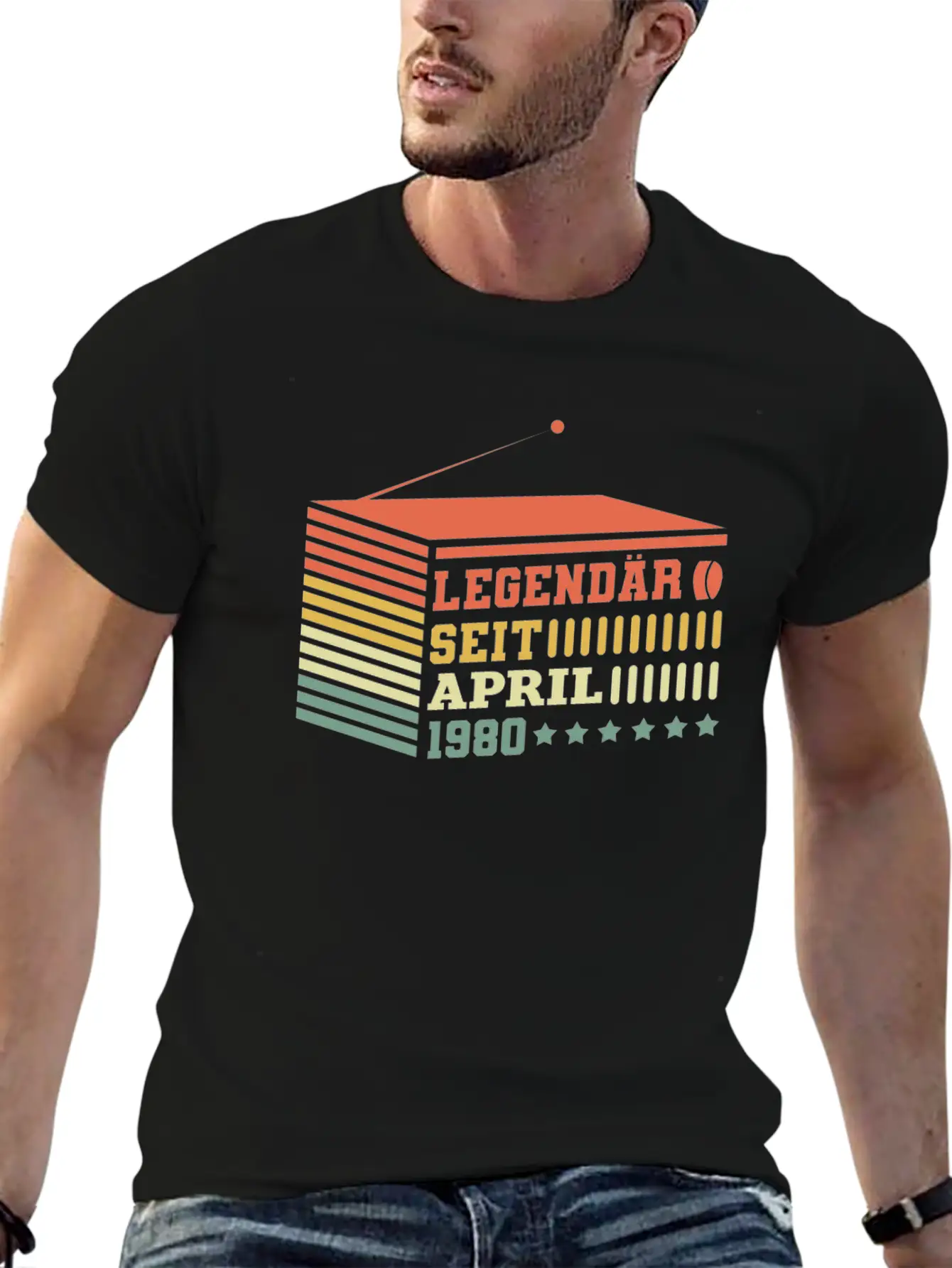 Birthday 1980 April Radio Legendary Stylish Everyday T-Shirt – Unisex Basic Cotton Tee