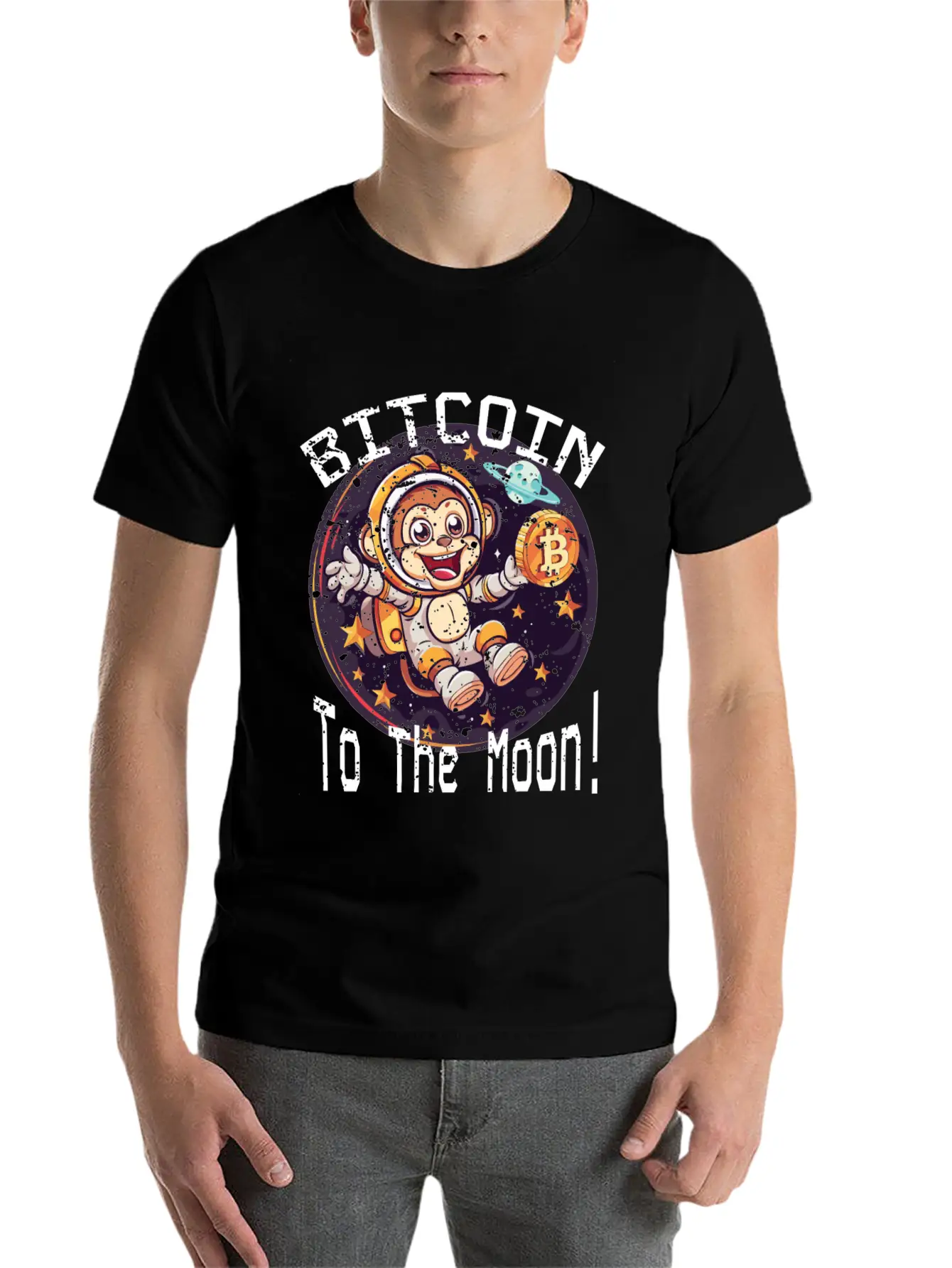 Bitcoin Ape To The Moon BTC Classic Cotton Tee – Unisex Comfort For Any Season