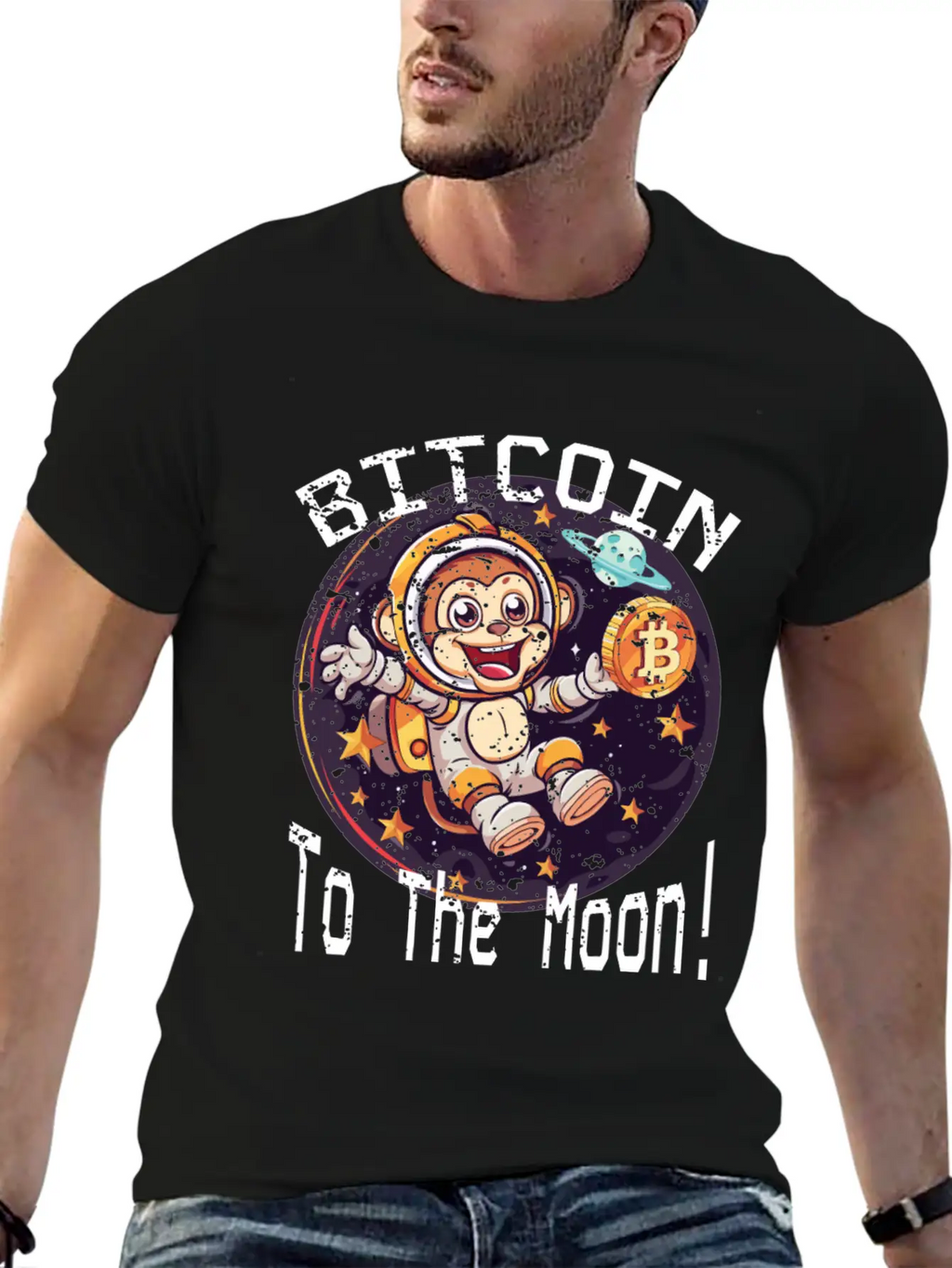 Bitcoin Ape To The Moon BTC Classic Cotton Tee – Unisex Comfort For Any Season