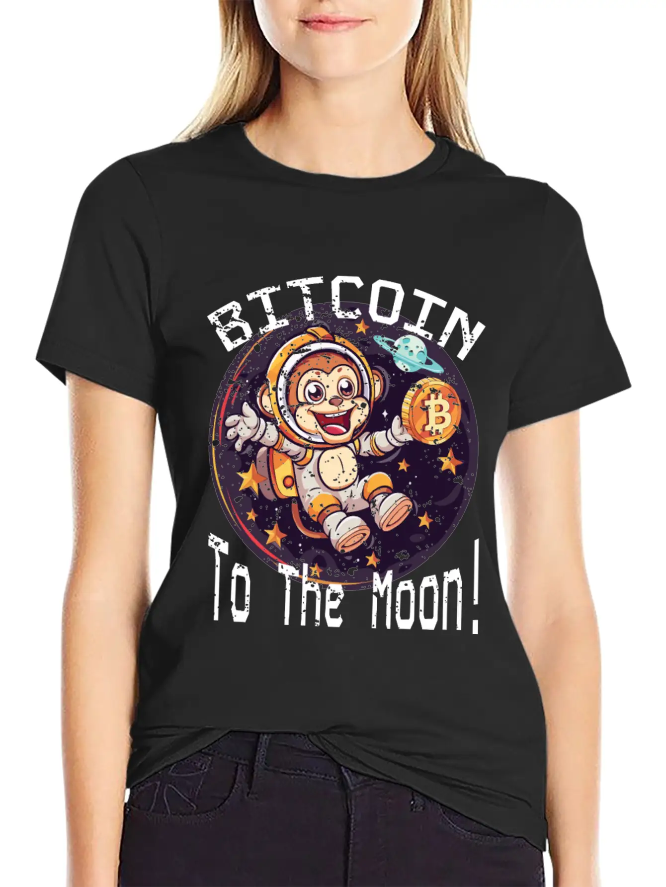 Bitcoin Ape To The Moon BTC Classic Cotton Tee – Unisex Comfort For Any Season