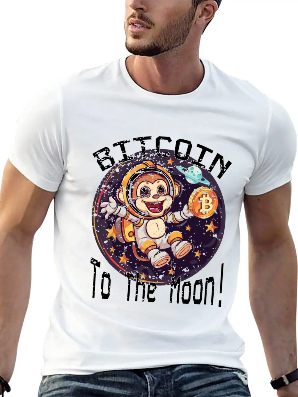 Bitcoin Ape To The Moon BTC Classic Cotton Tee – Unisex Comfort For Any Season