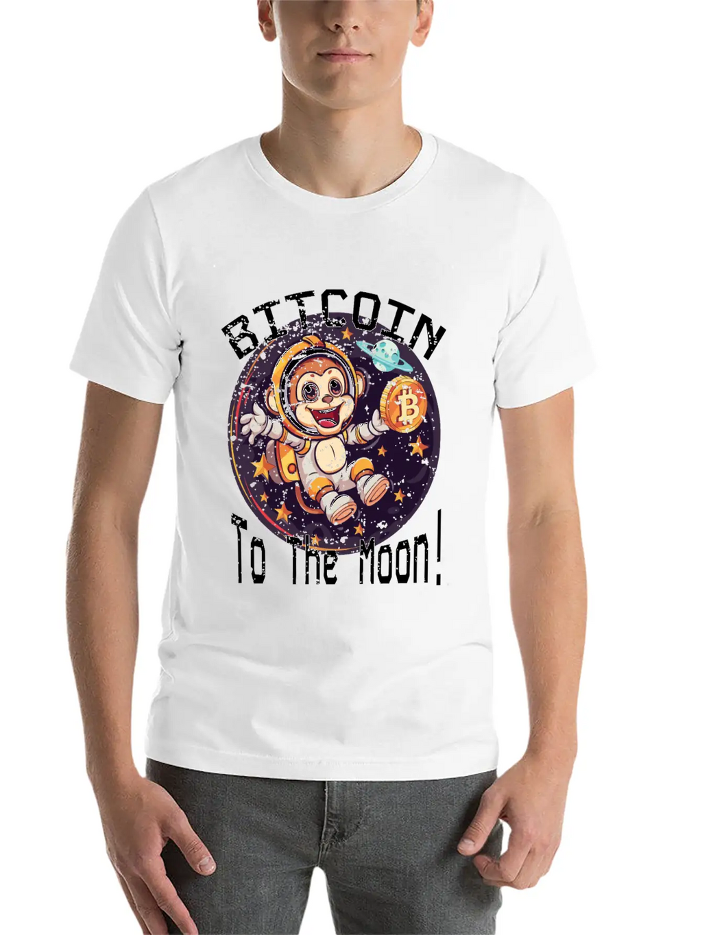 Bitcoin Ape To The Moon BTC Classic Cotton Tee – Unisex Comfort For Any Season