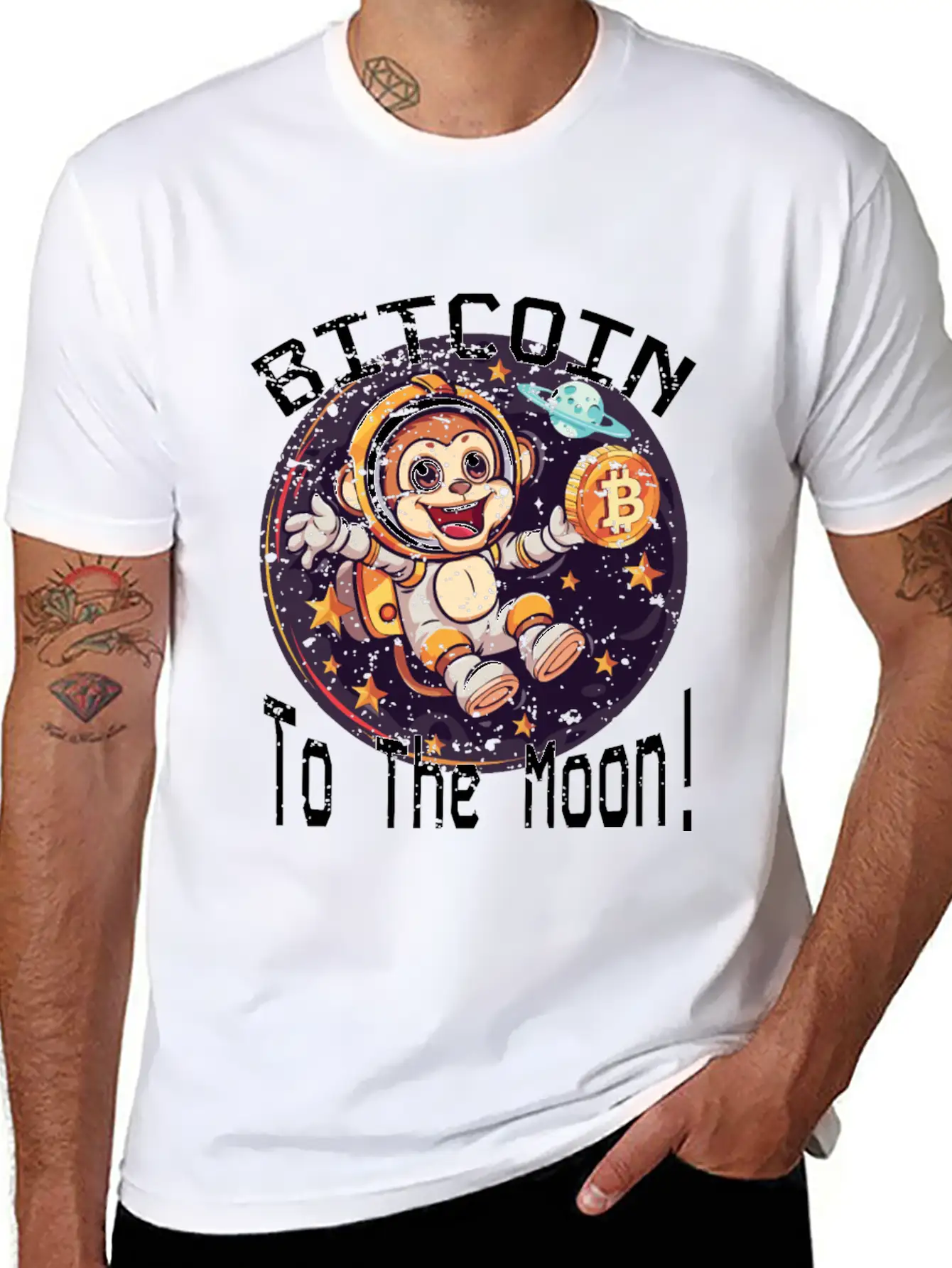 Bitcoin Ape To The Moon BTC Classic Cotton Tee – Unisex Comfort For Any Season