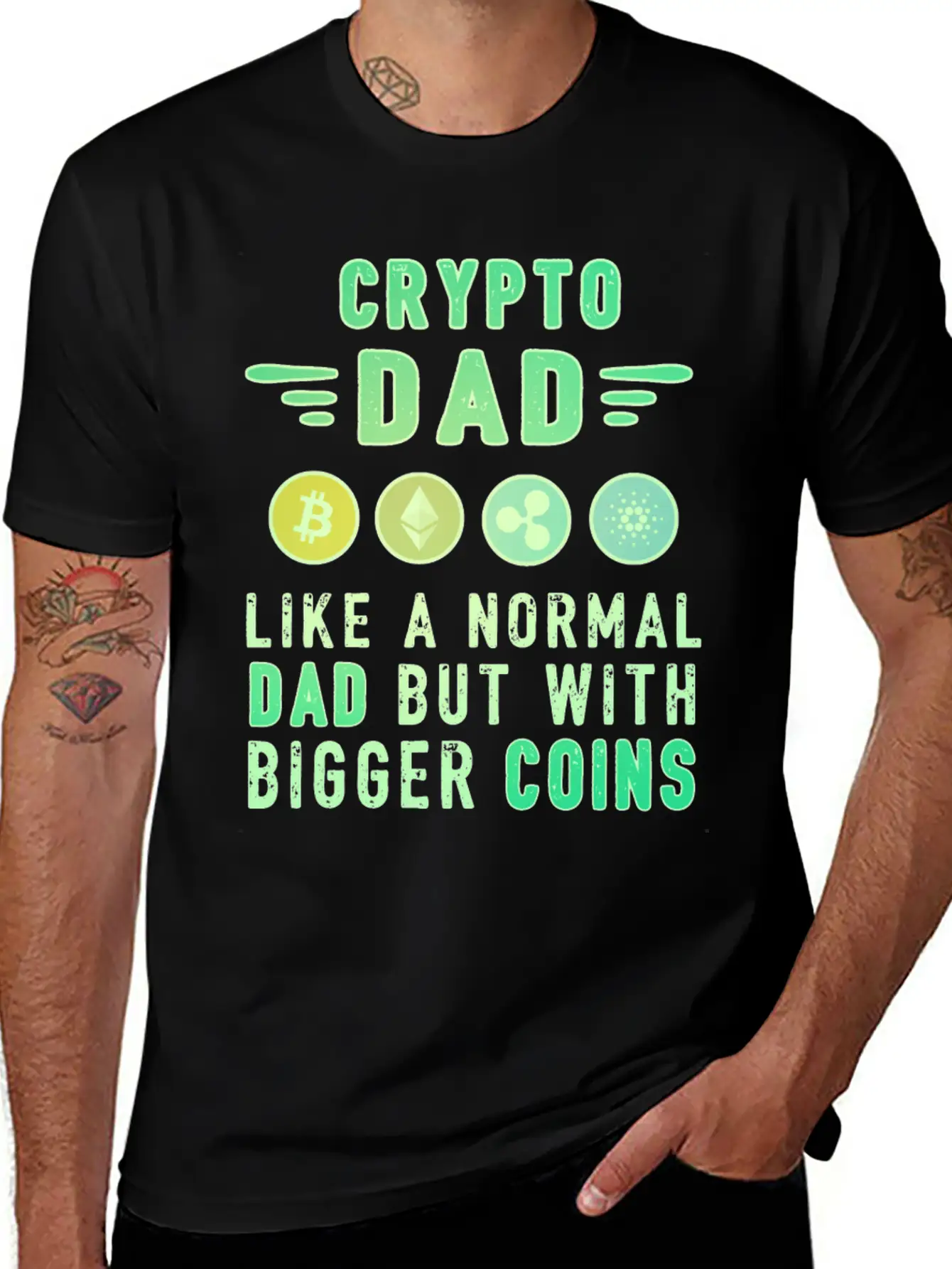 Bitcoin Crypto Father Dad Trader Crypto Stylish Everyday T-Shirt – Unisex Basic Cotton Tee